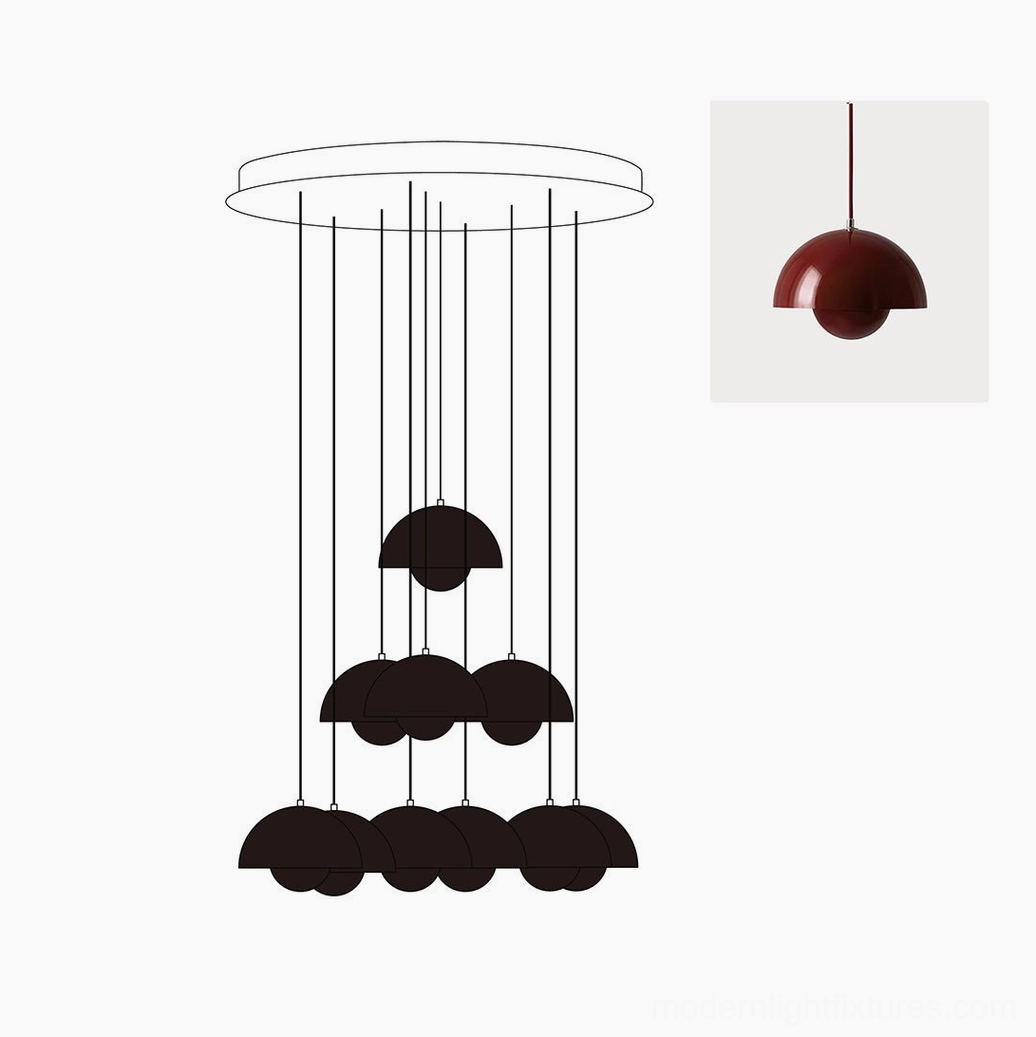 Modern multi-head dome pendant chandelier in interior design application showing scale and ambiance