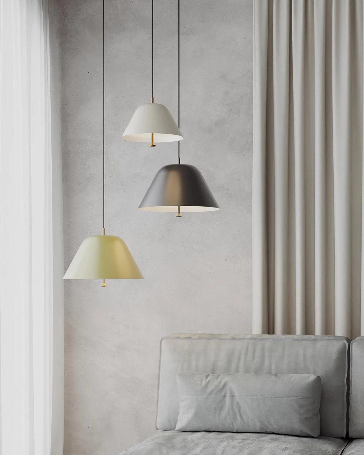 Modern dome pendant light fixture multiple pendant grouped installation statement