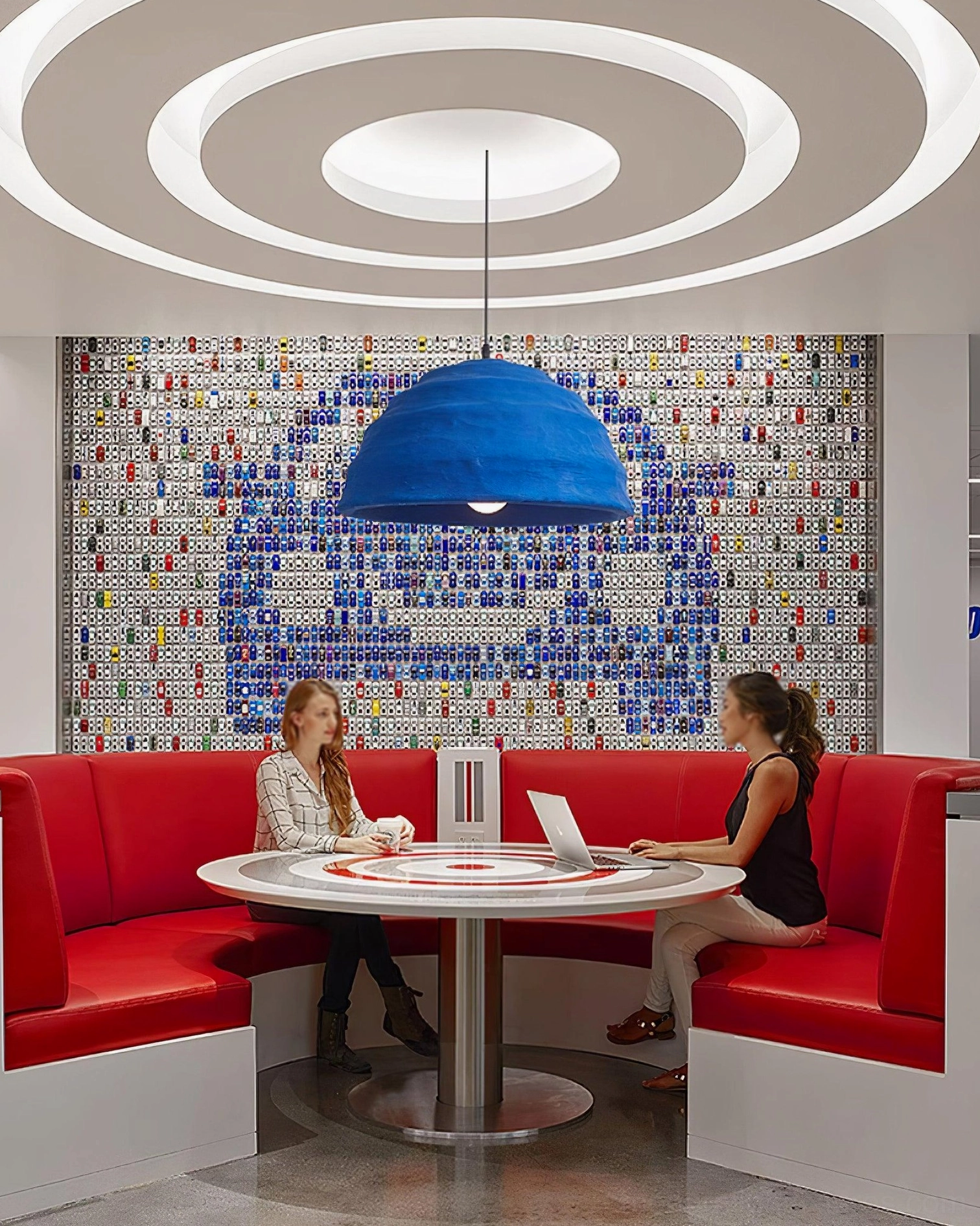 Modern azure dome pendant light fixture showing full profile and proportions in contemporary setting