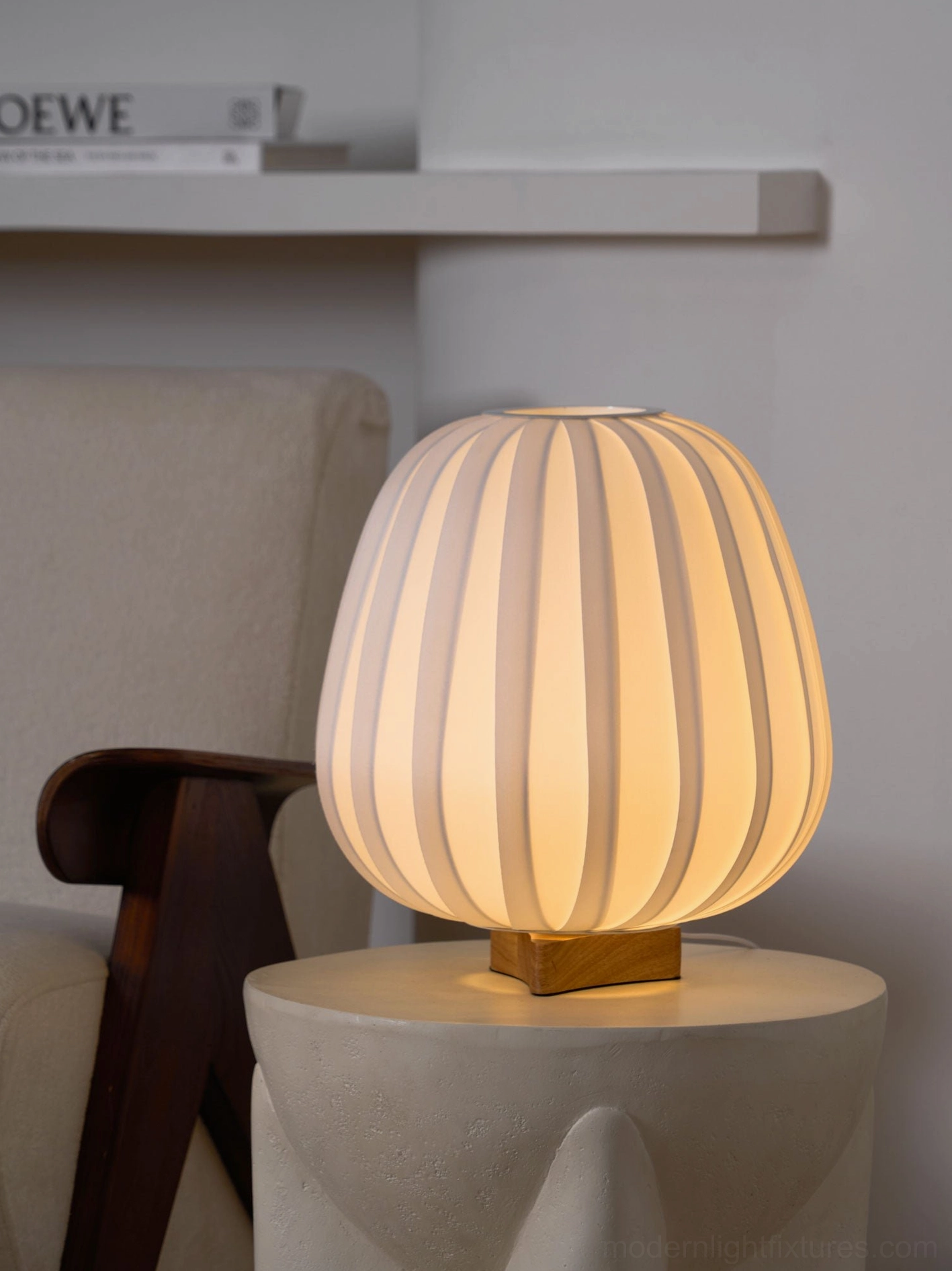 Modern fabric table lamp wood color white shade color options