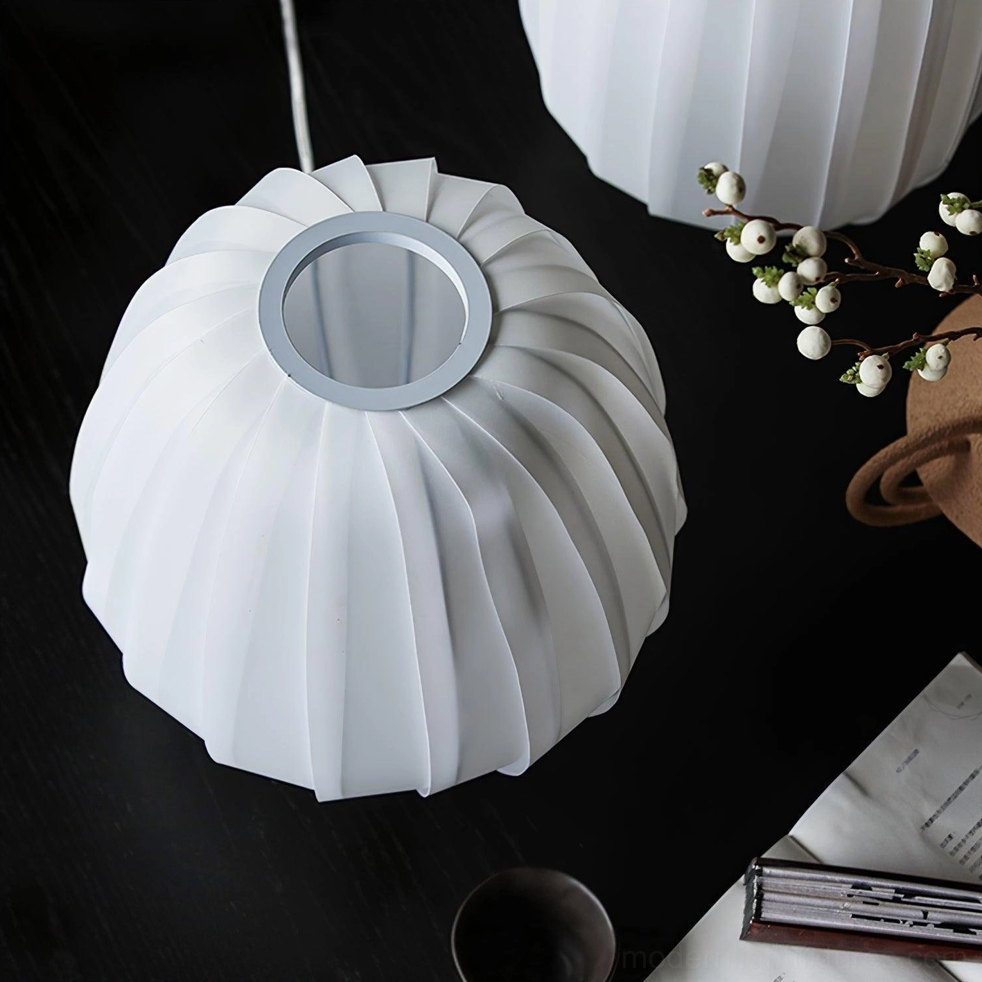 Modern fabric table lamp compact size living room side table placement
