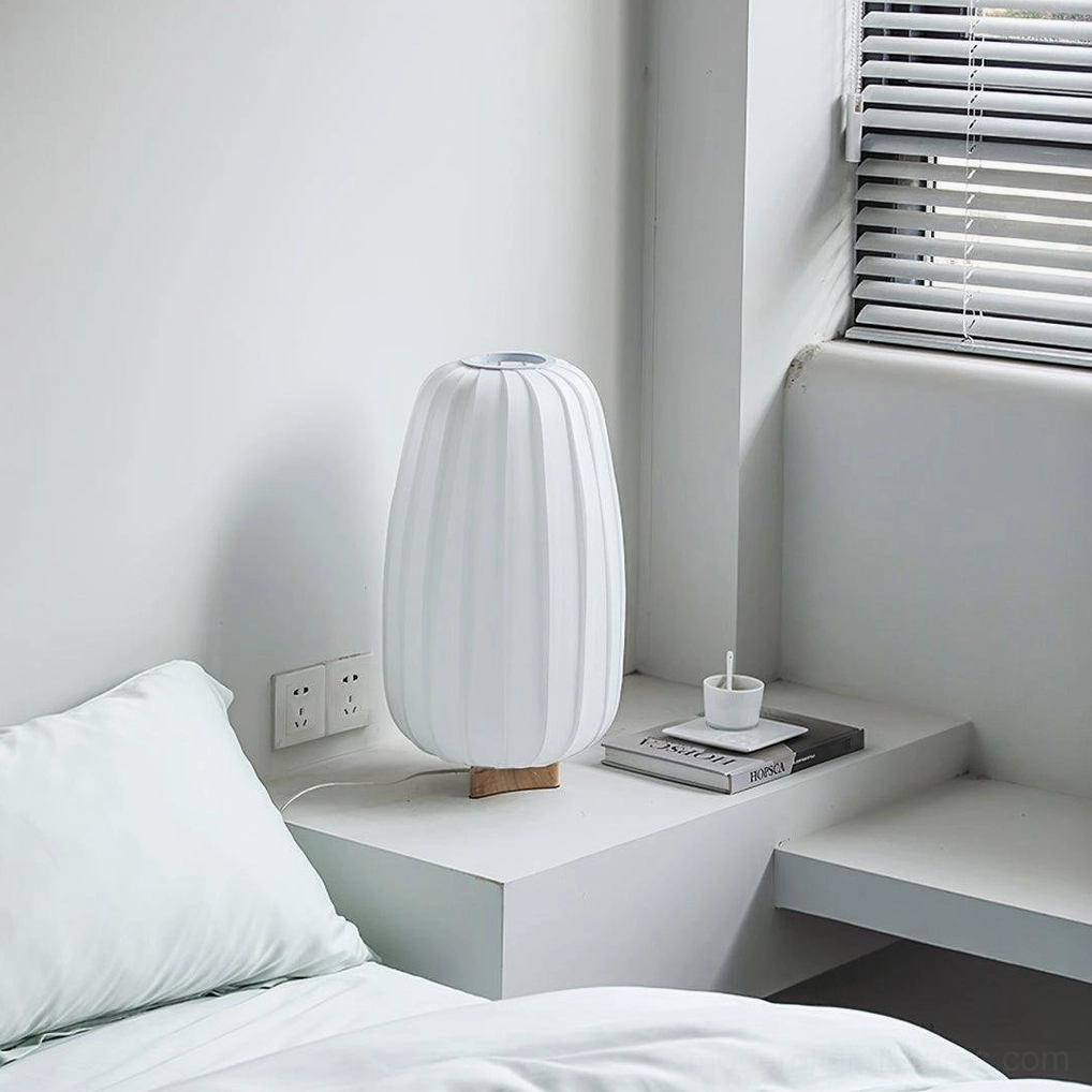 Modern fabric table lamp tall model bedroom nightstand ambient lighting