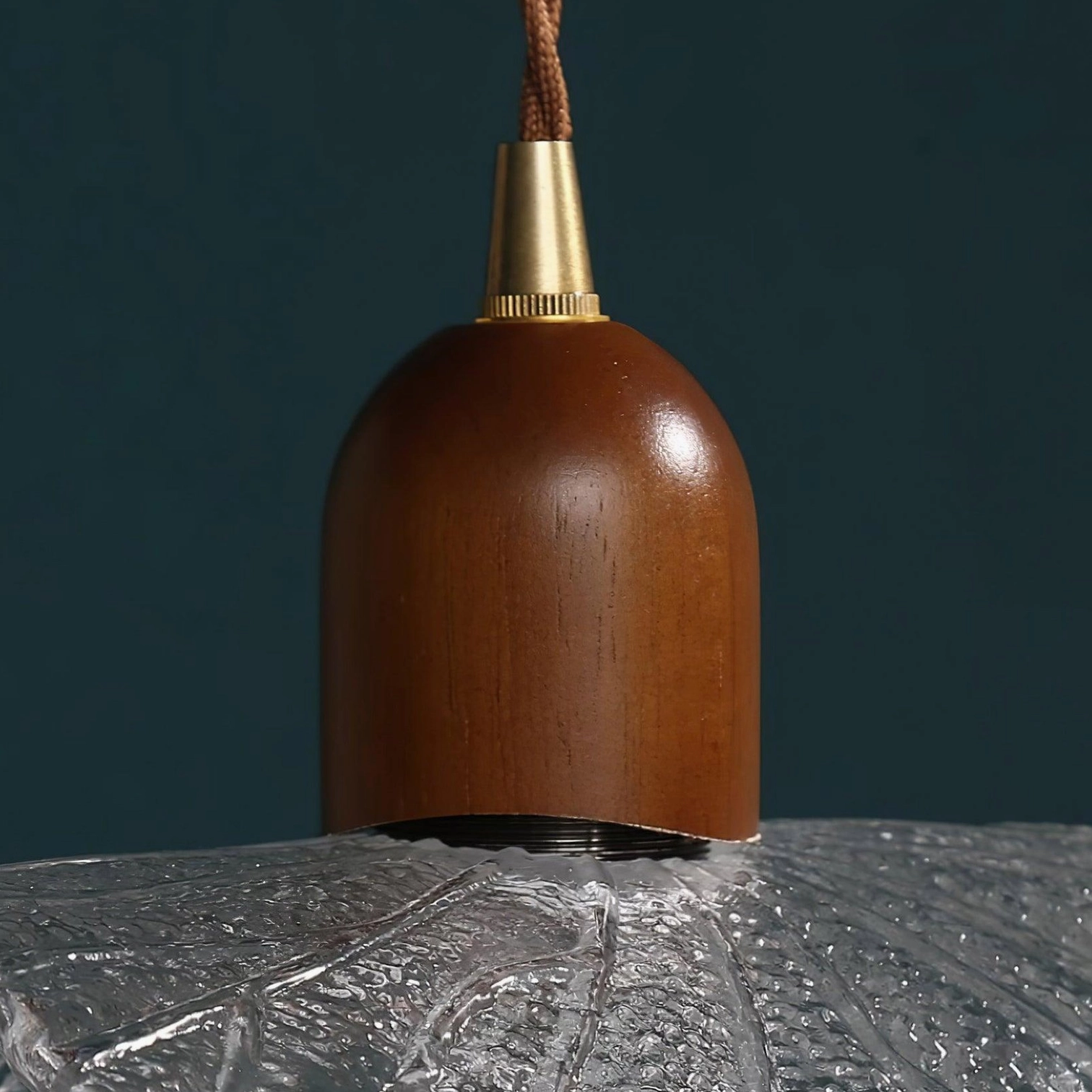 Modern floral pendant lamp with textured clear glass and contemporary light fixture installation