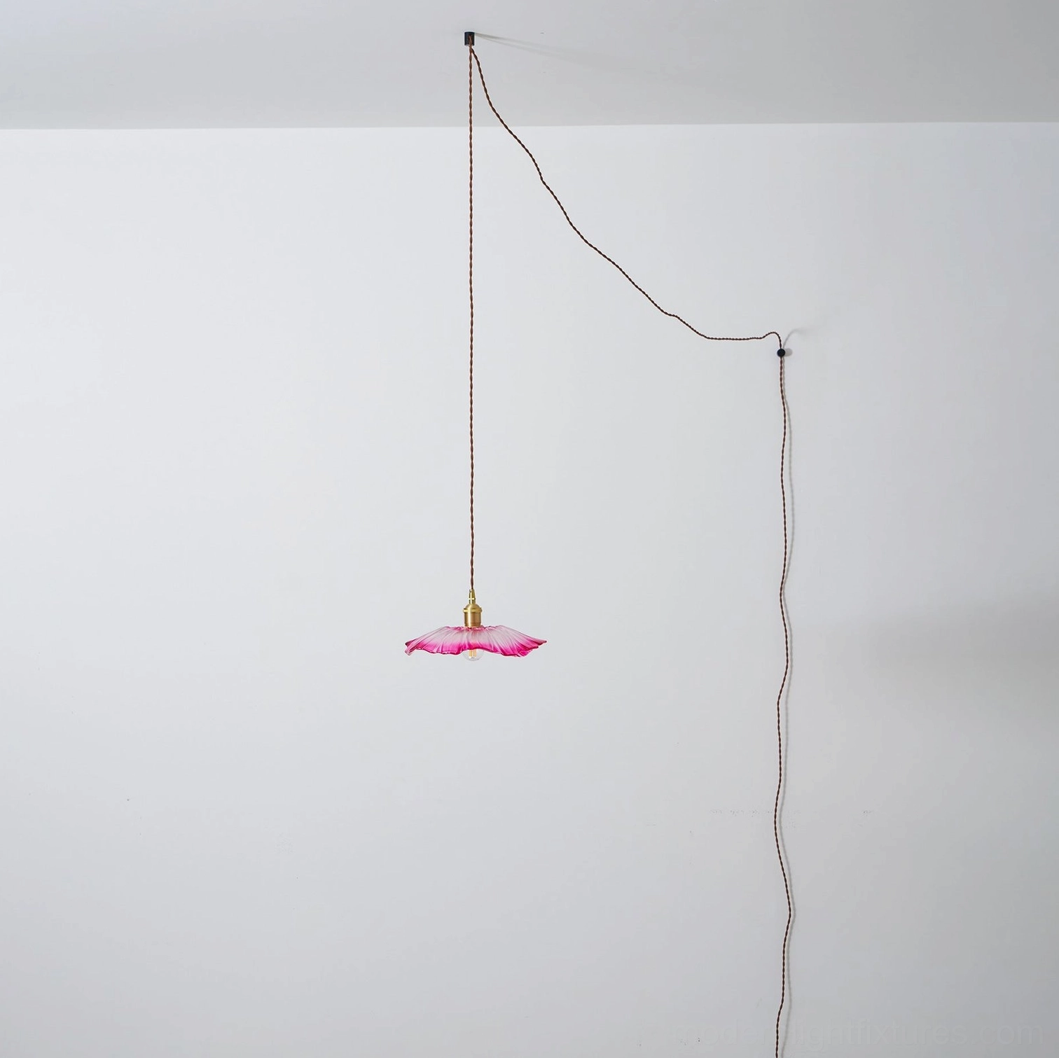 Modern flower glass pendant lamp with soft petal light diffusion in home interior