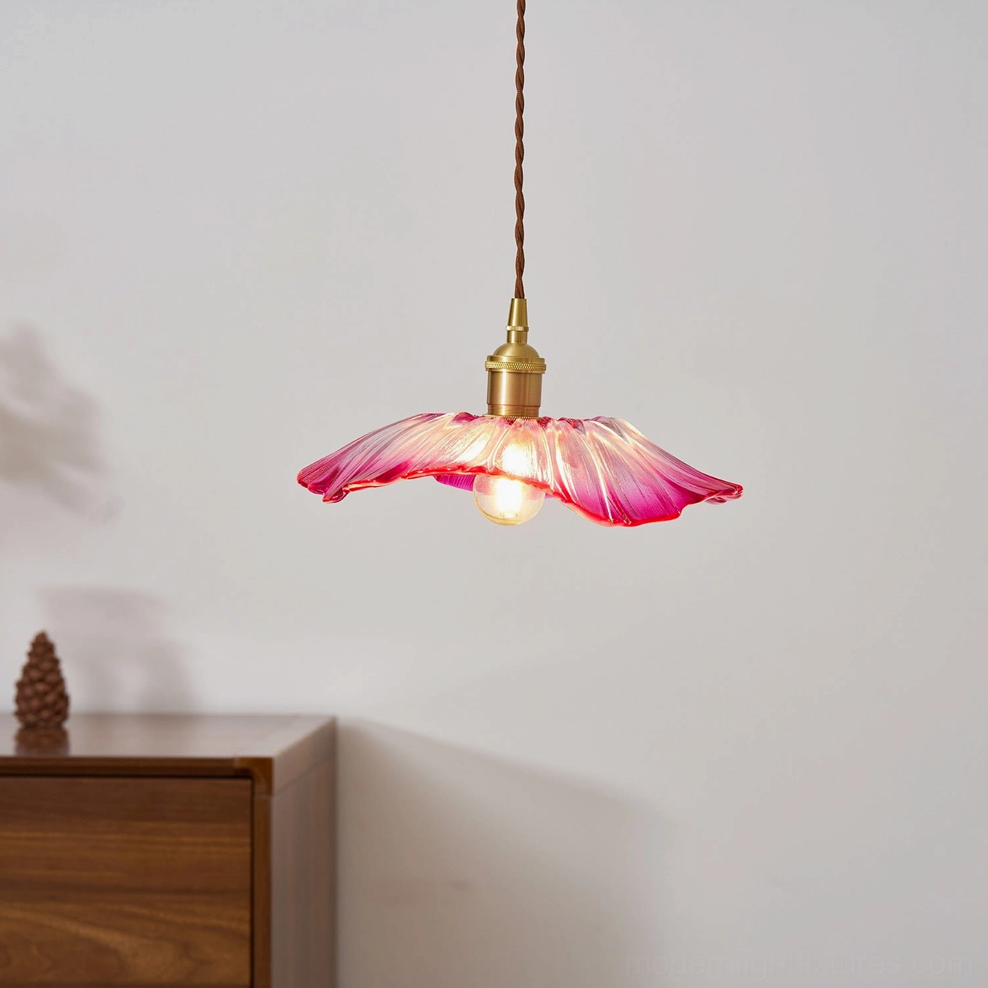 Modern flower glass pendant light fixture in Scandinavian-inspired interior space