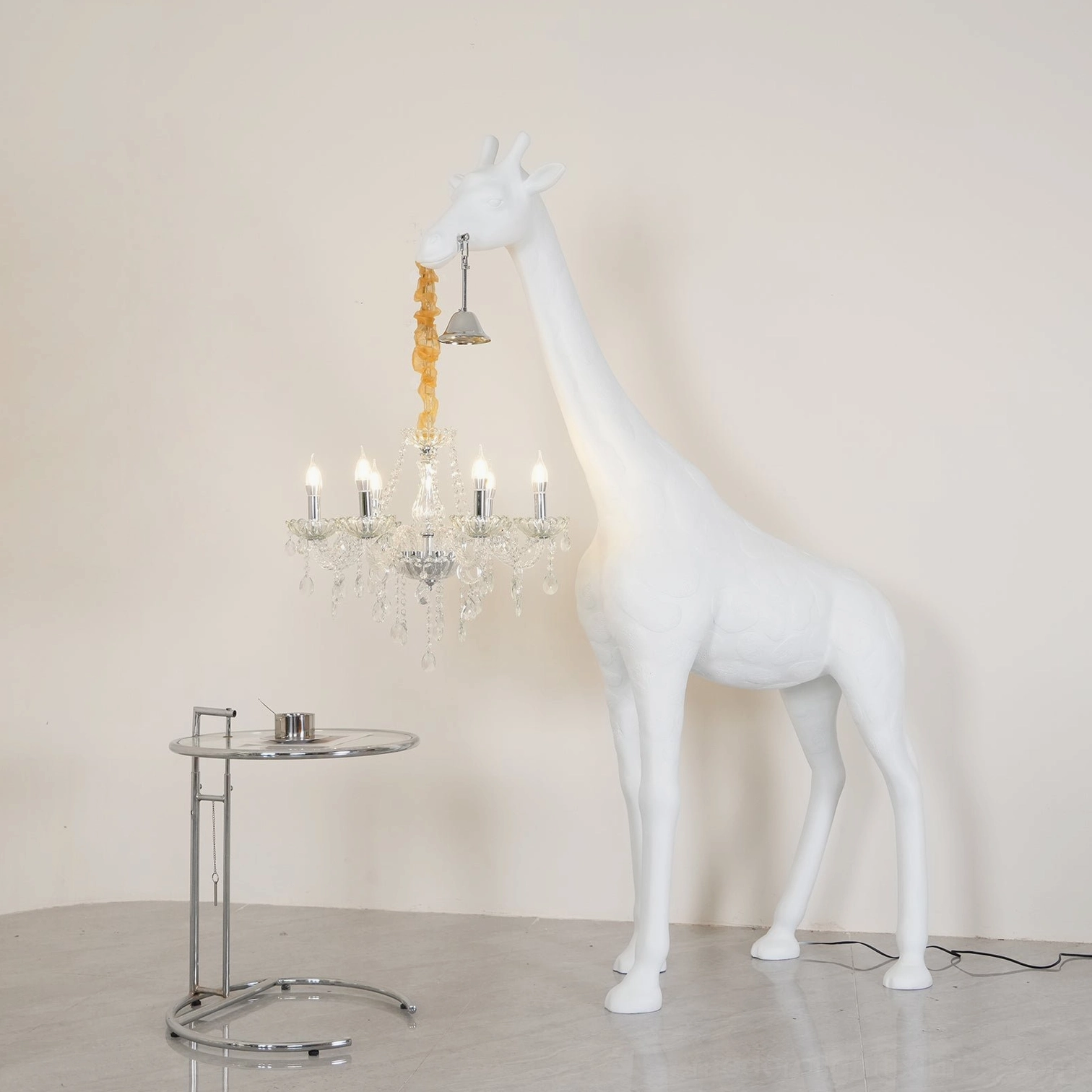Modern giraffe statue floor lamp contemporary lighting design with sculptural form and crystal fixture