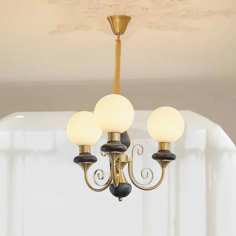 Modern glass chandelier in gold and black color combination, elegant lighting design