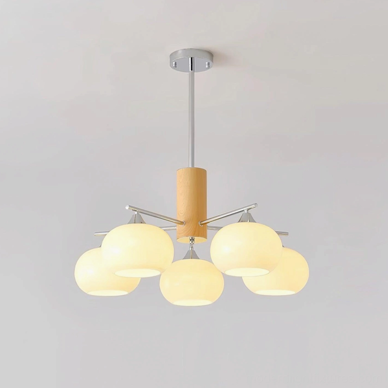 Modern glass pendant chandelier with wood brass frame entry hallway statement ceiling fixture