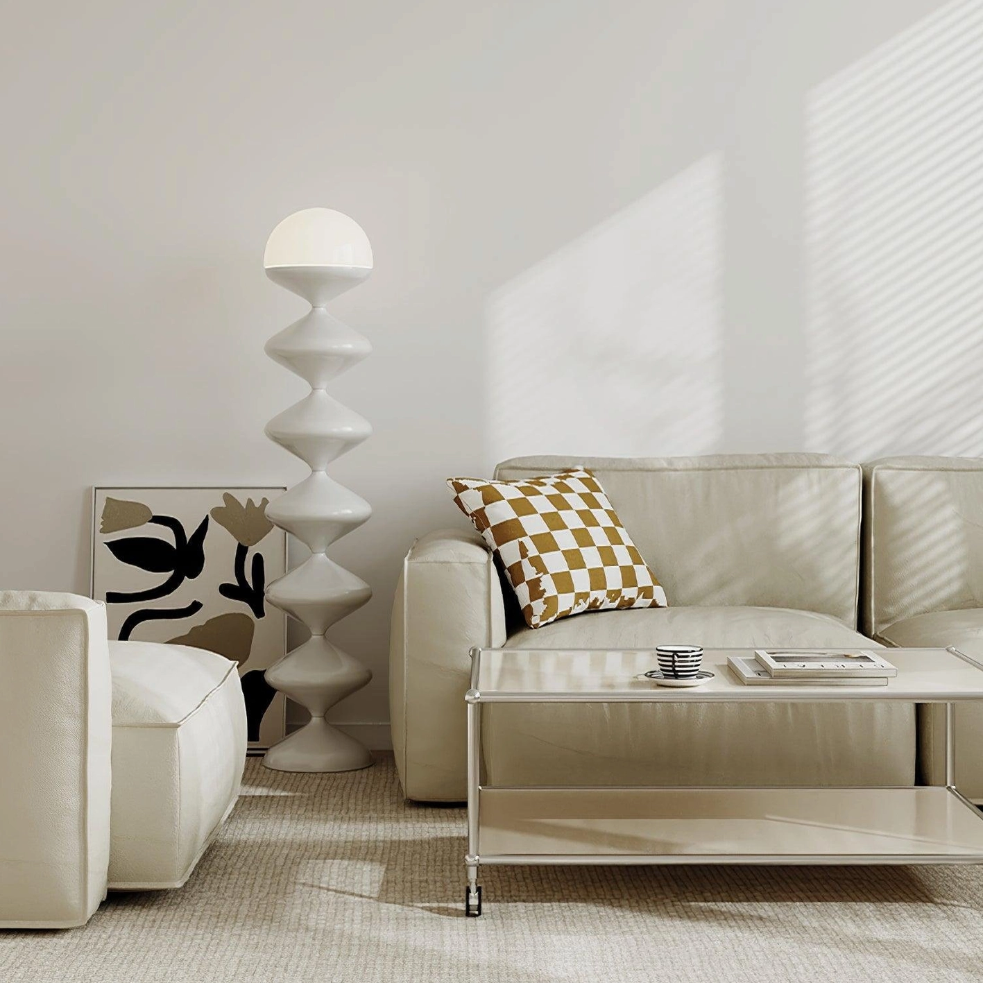 Contemporary gourd floor lamp 47-inch height proportion in modern minimalist room styling