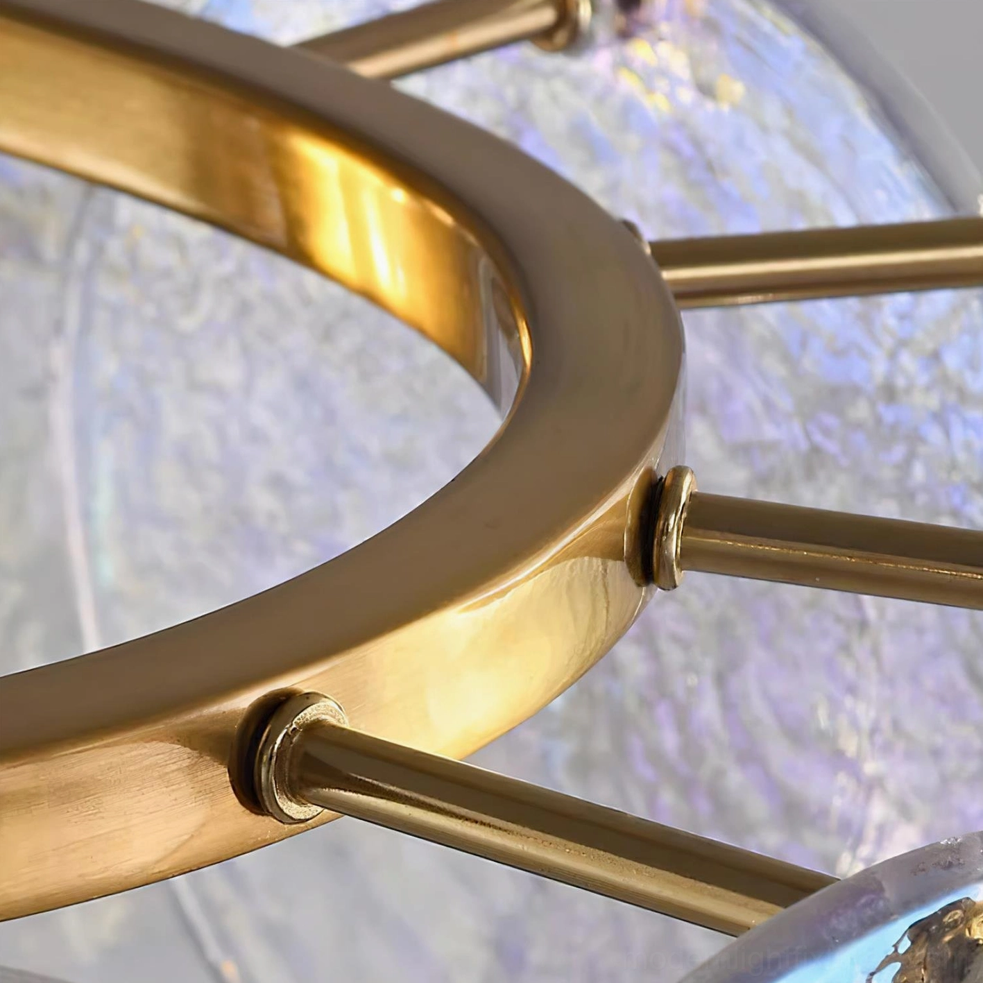Modern brass and glass layered disc chandelier fixture contemporary minimalist design