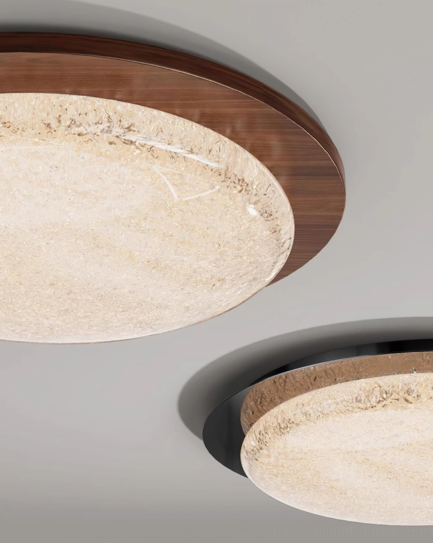 Modern LED flush mount ceiling lighting fixture - contemporary design detail