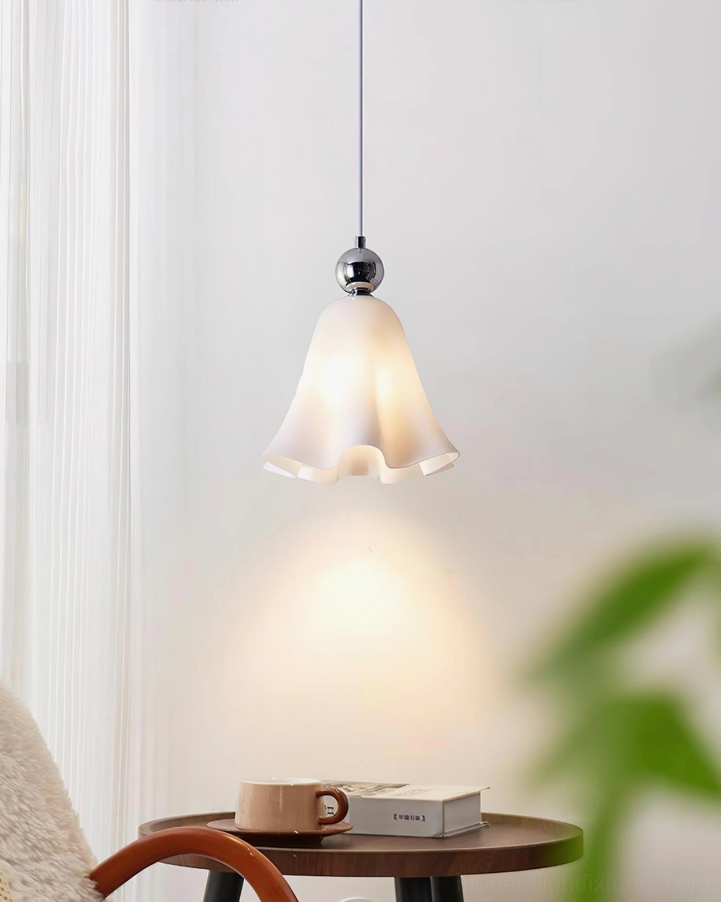 Vellia lily pendant light modern glass hanging lamp architectural detail view