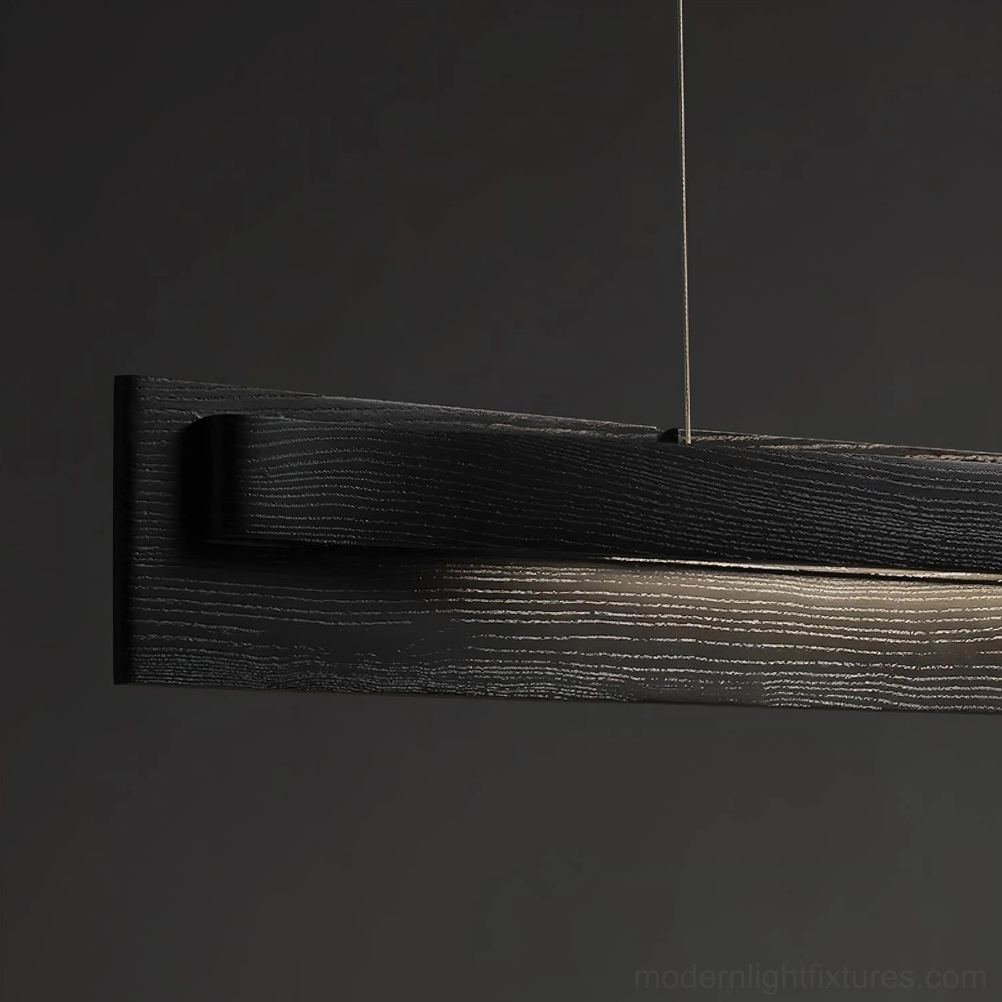 Modern linear wood pendant light fixture architectural lighting design solution