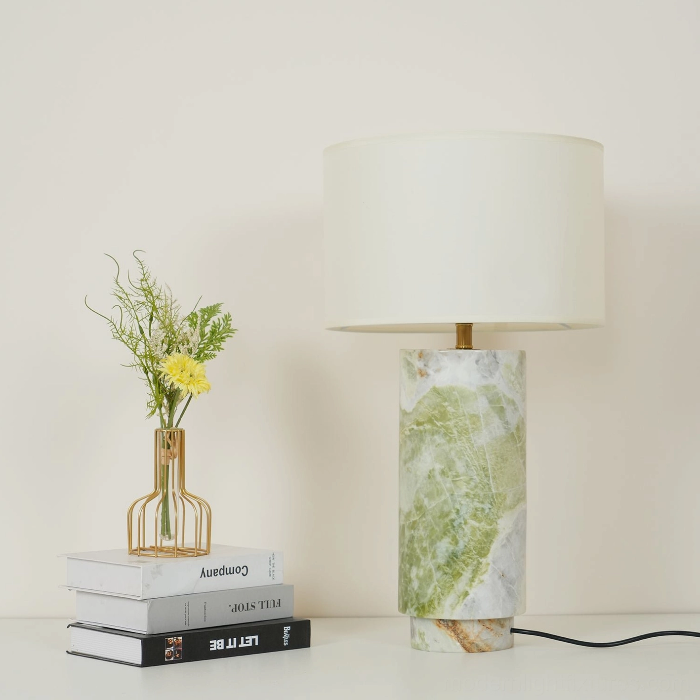 Modern marble table lamp accent lighting fixture with refined proportions and timeless minimalist aesthetic