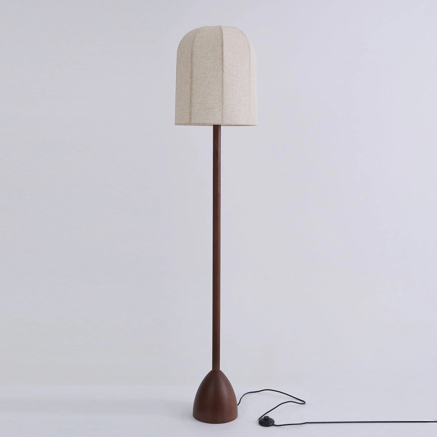 Modern Nordic floor lamp styling - minimalist wood lamp in contemporary home interior design