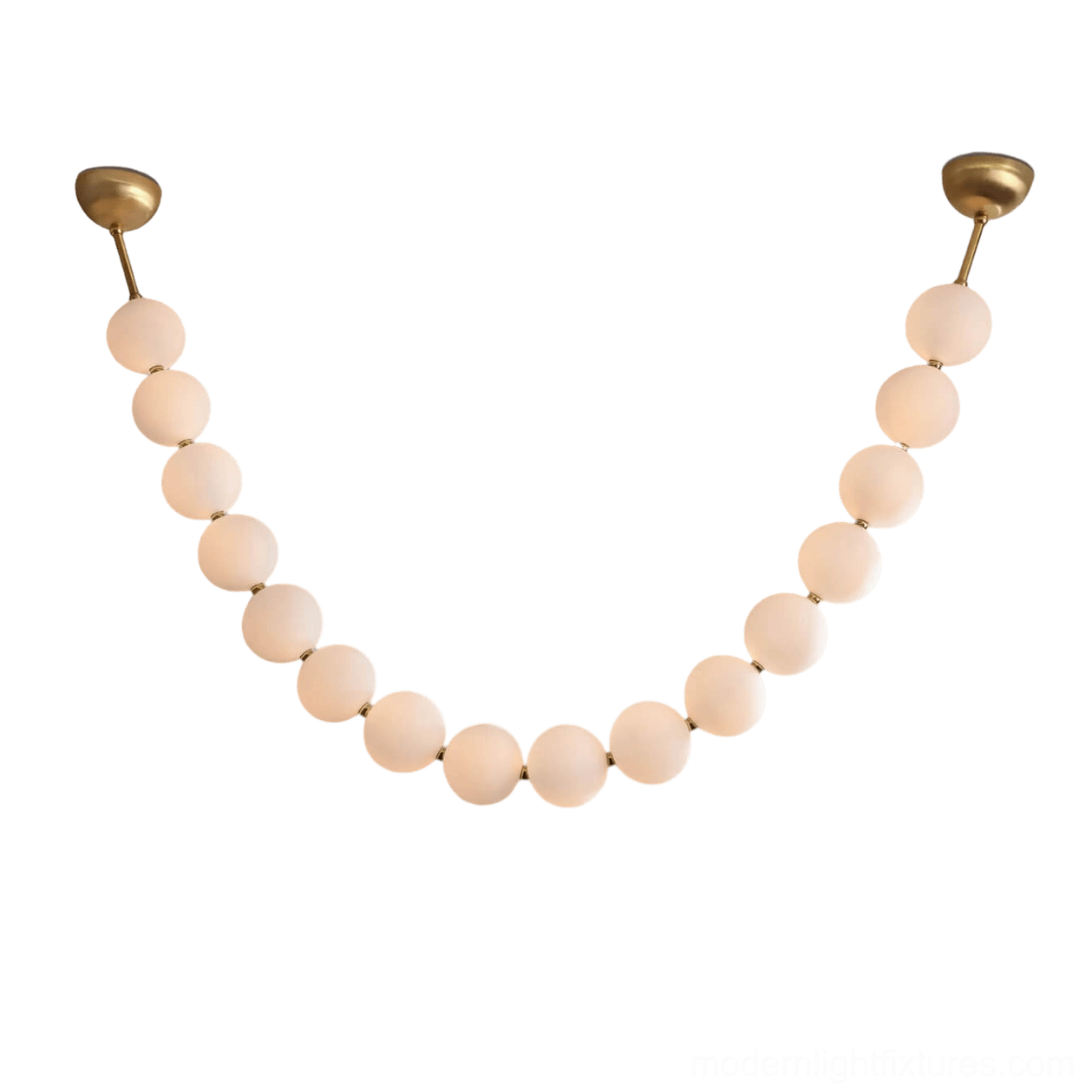 Modern pearl necklace light showing parametric design and geometric sphere configuration