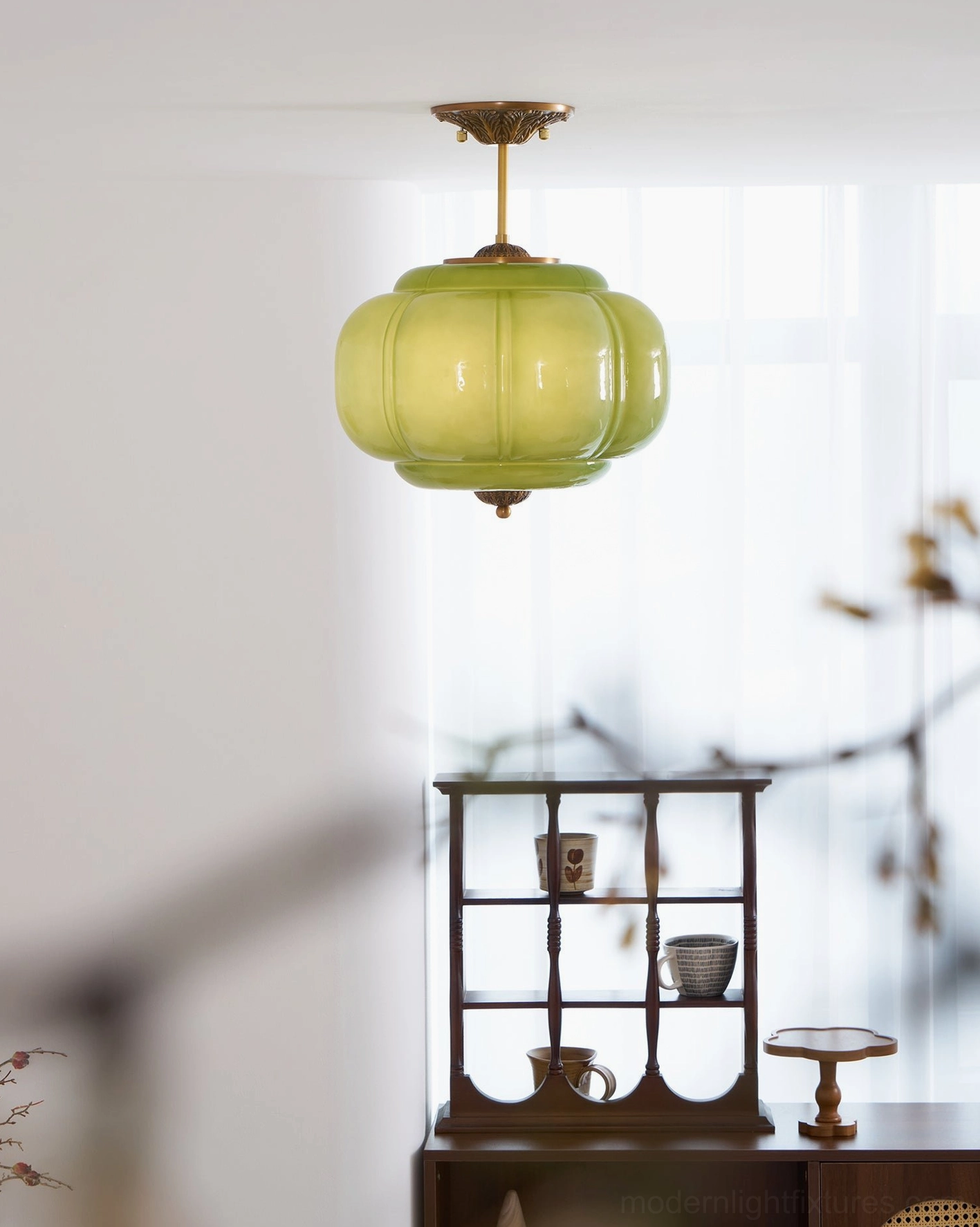 Modern pendant ceiling light damp rated bathroom installation