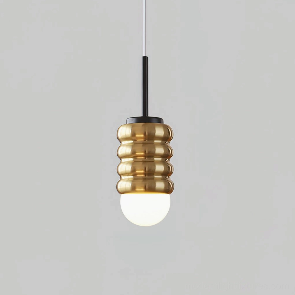 Modern pendant lighting fixture in black and gold finish, sophisticated accent light for interiors