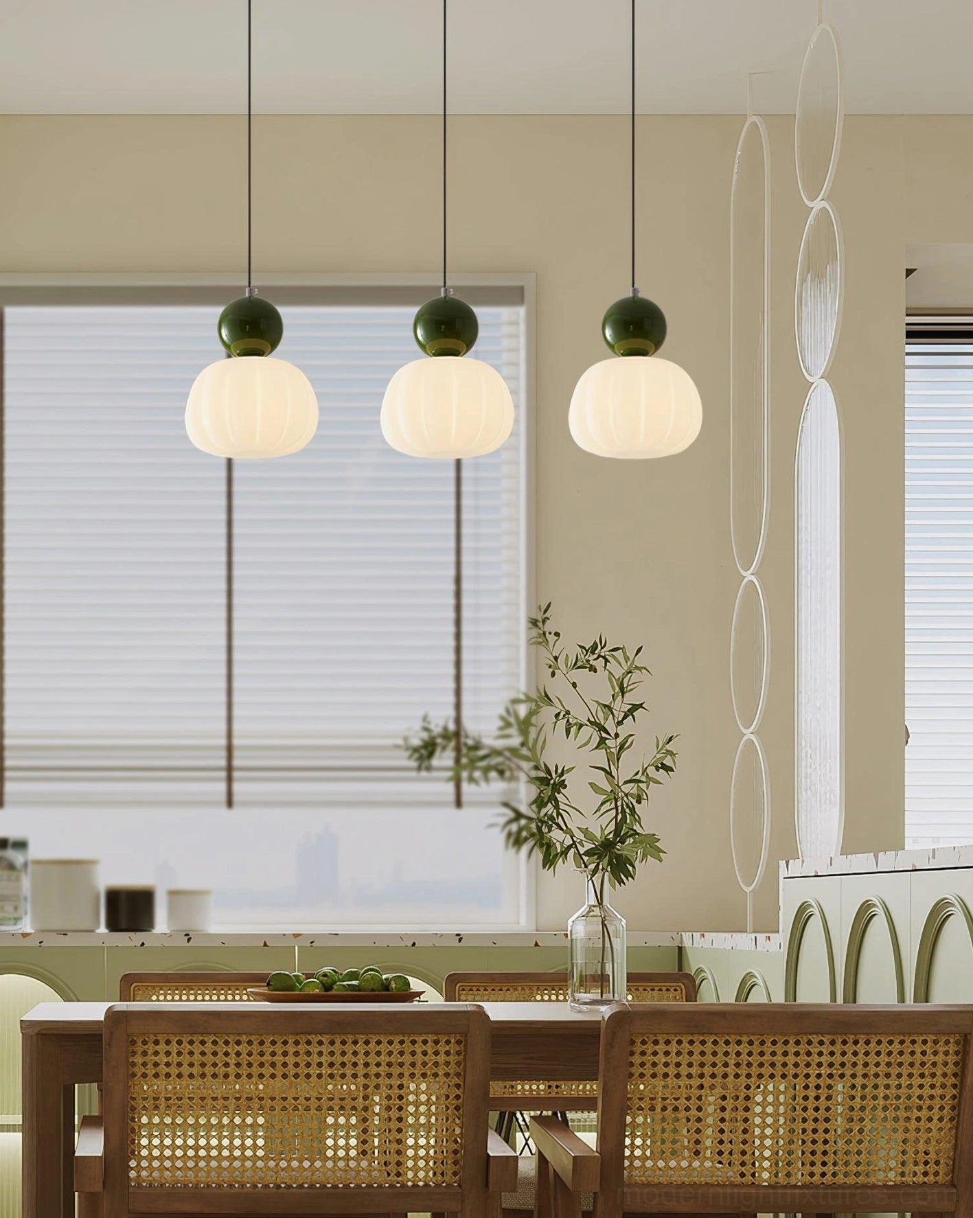 Morris pendant light in minimalist room setting - contemporary pendant fixture ambient lighting demonstration