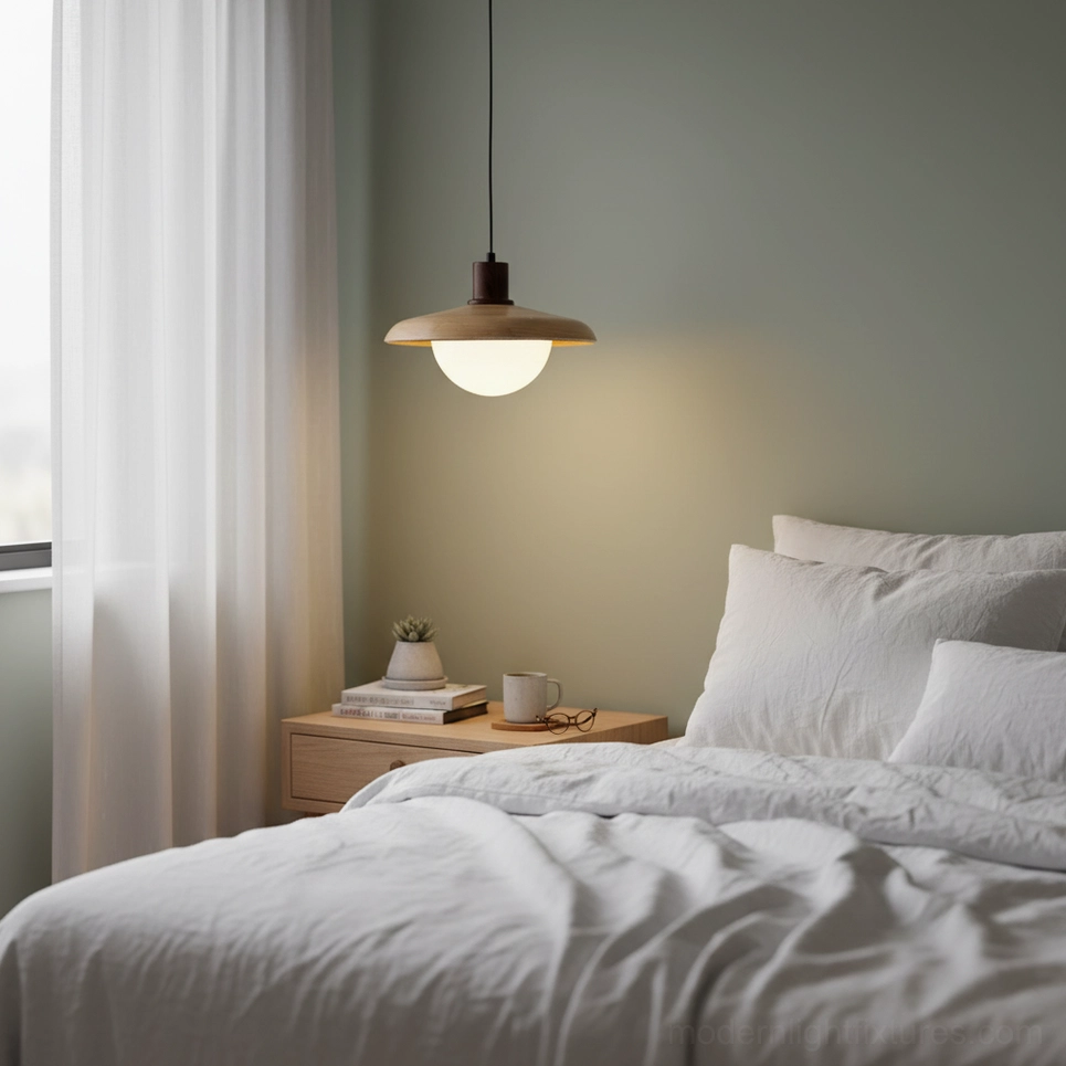 Contemporary pendant light fixture with metal frame and frosted glass diffuser