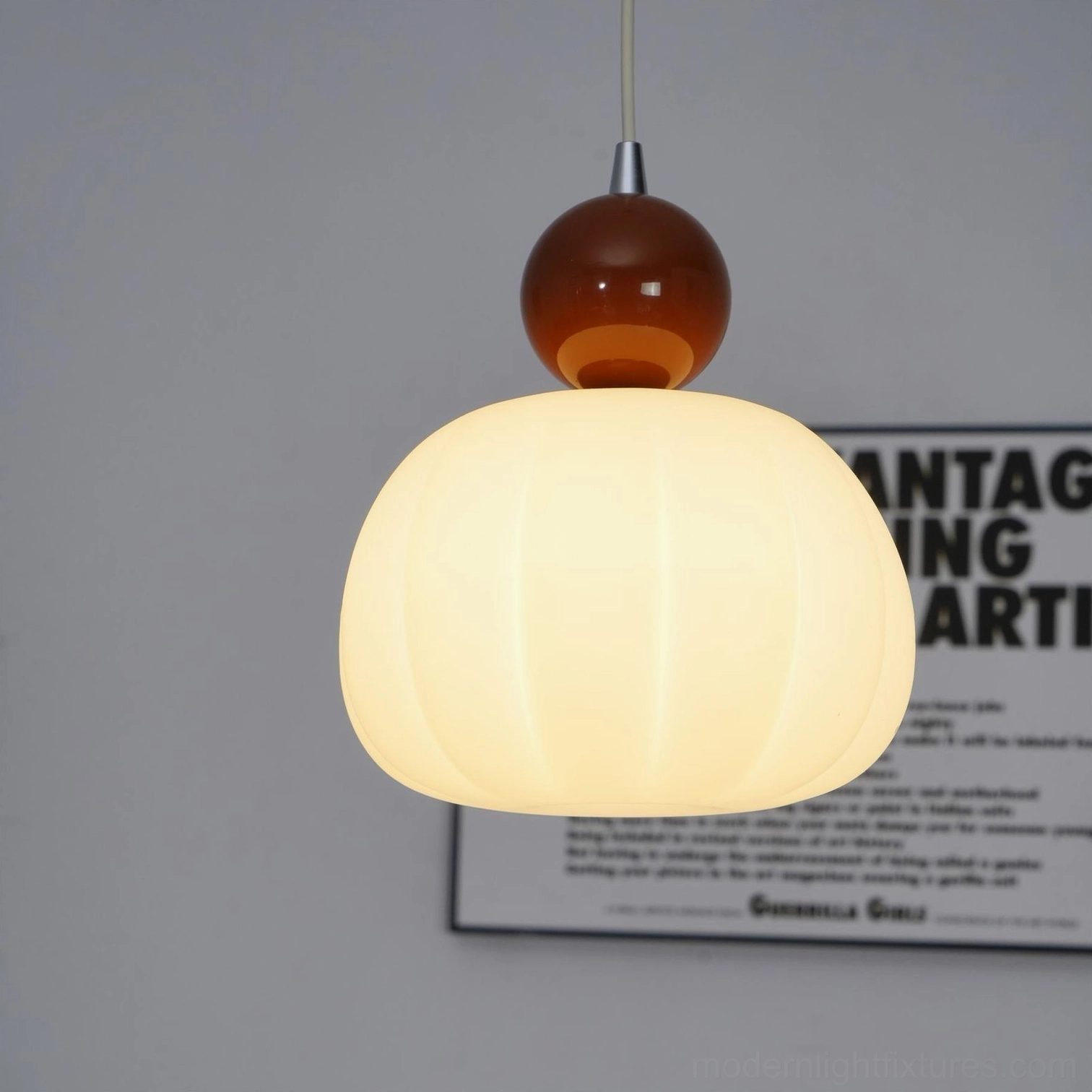 Morris pendant light with metal hardware detail - contemporary fixture construction close-up view