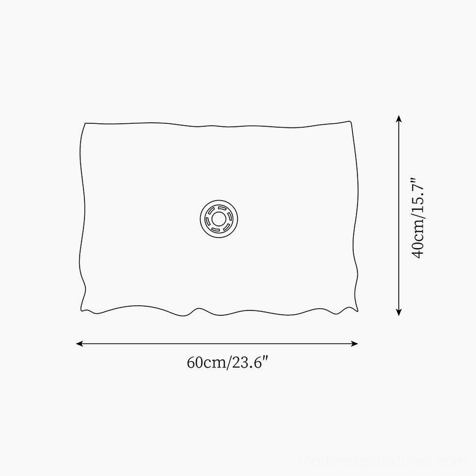 Technical specification drawing for medium sculptural paper pendant lamp - 60cm by 40cm
