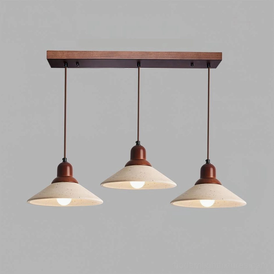 Modern pendant light travertine shade soft diffused glow minimalist residential interior space