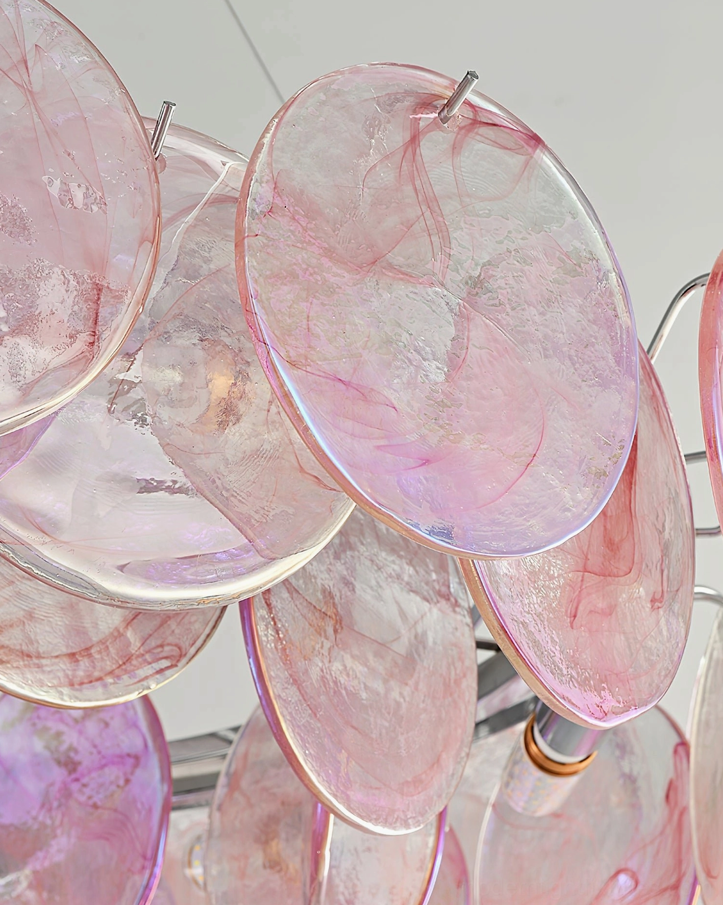 Modern pink glass chandelier elegant bedroom or dining room luxury lighting fixture application