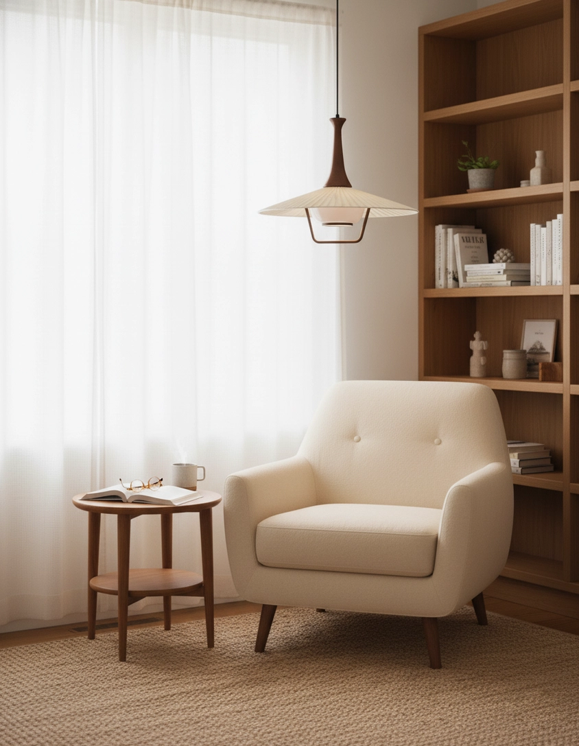 Modern pleated pendant light fixtures architectural installation view interior design