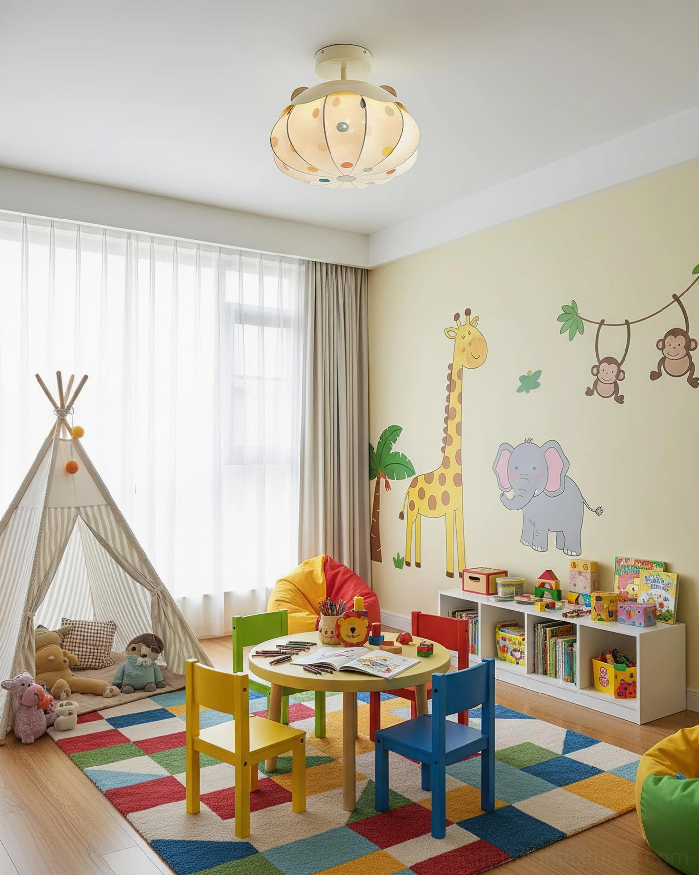 Modern pumpkin kids ceiling lamp with playful design and integrated LED warm white lighting