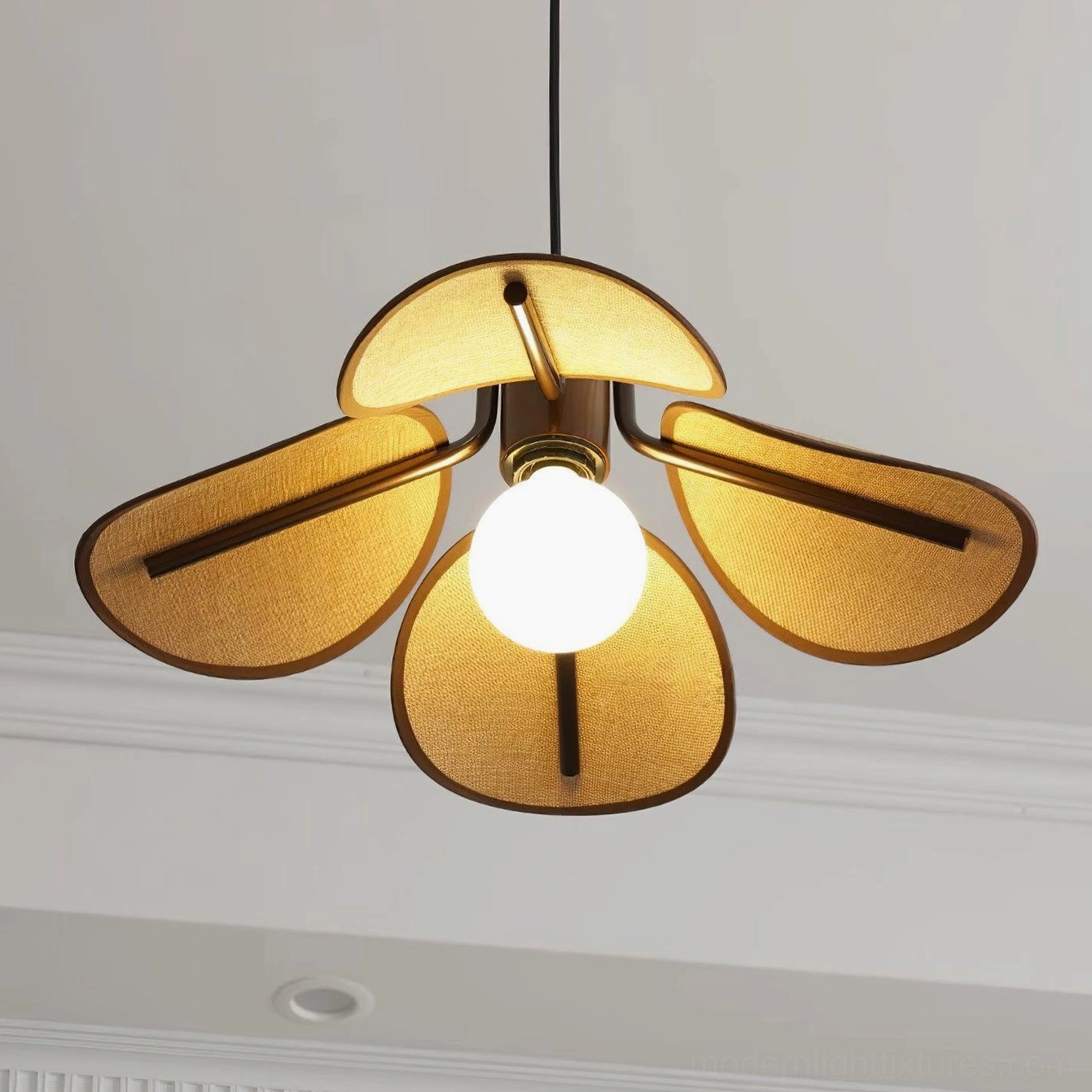Modern rattan pendant light in light brown color option for Scandinavian boho interior design