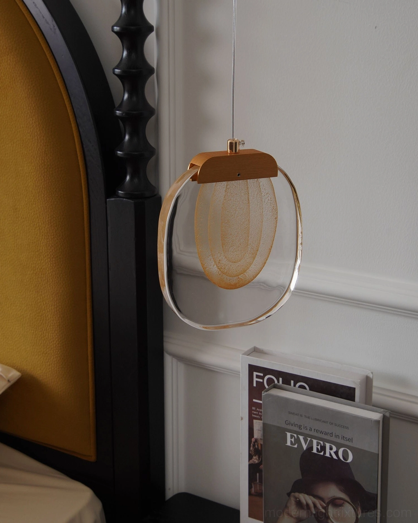 Contemporary ripples pendant light in minimalist interior displaying light diffusion quality