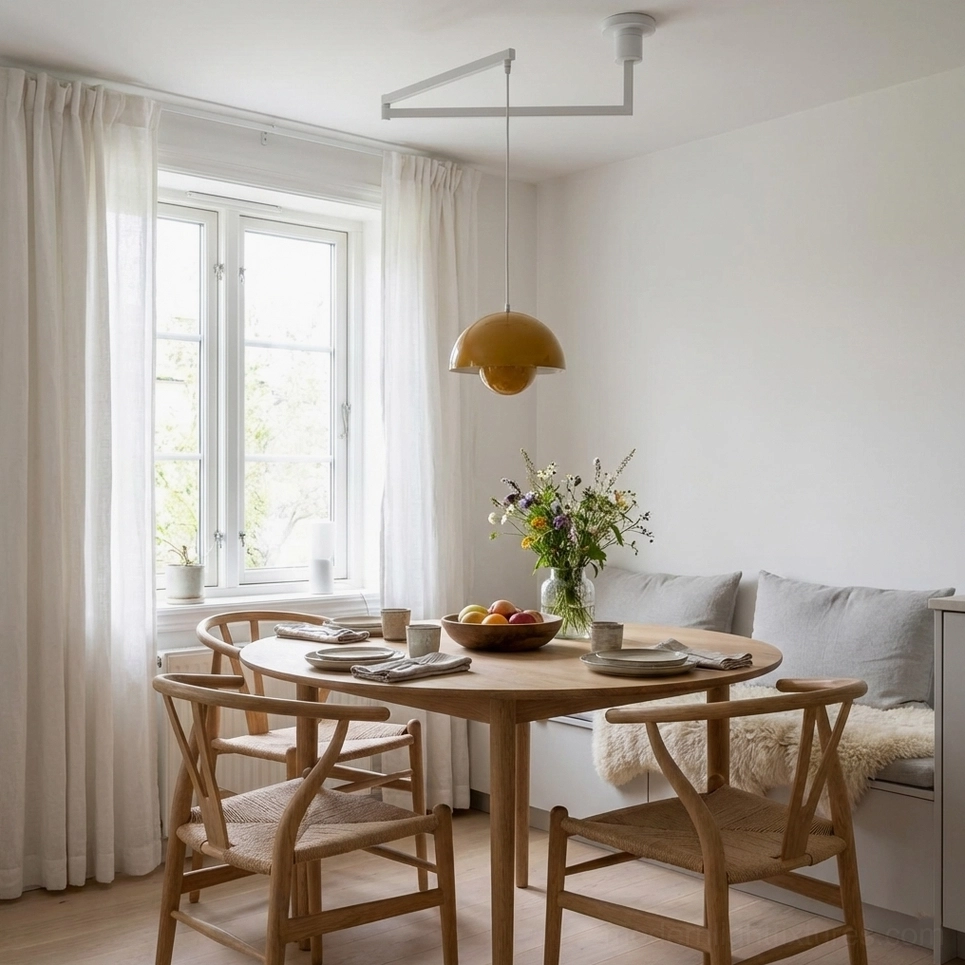 Modern rocker arm pendant light architectural design detail and construction