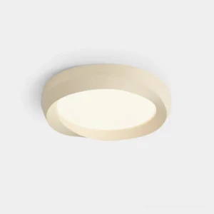 Minimalist modern round flush mount ceiling light with cream double-layer design in Nordic minimalist style