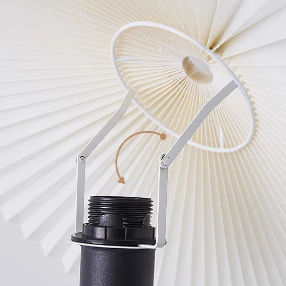 Modern sculptural floor lamp with undulating design - contemporary lighting fixture with pleated shade