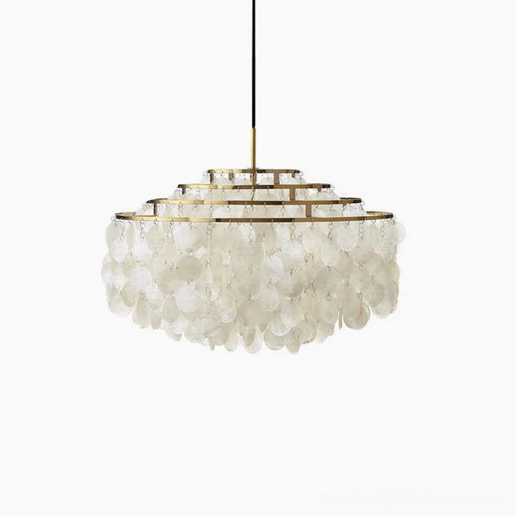 Modern shell chandelier with E26 socket showing bulb installation compatibility