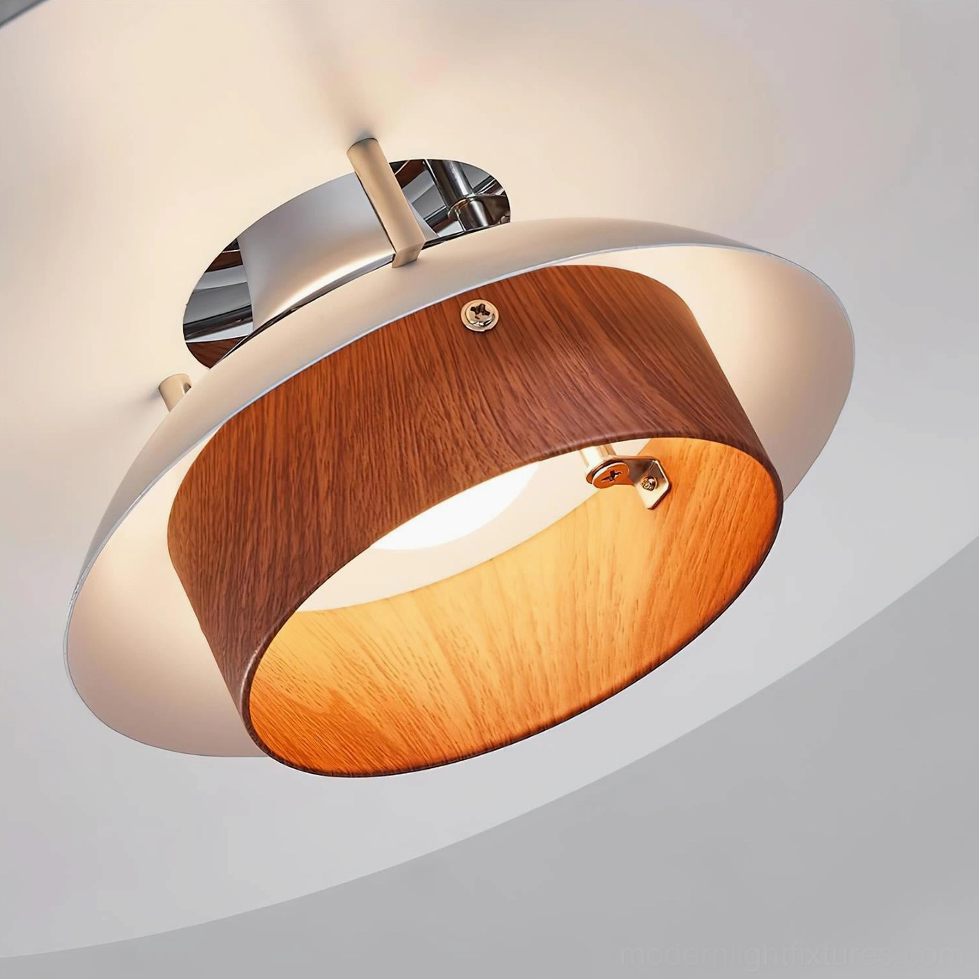 Modern adjustable swing arm pendant light shade detail and construction
