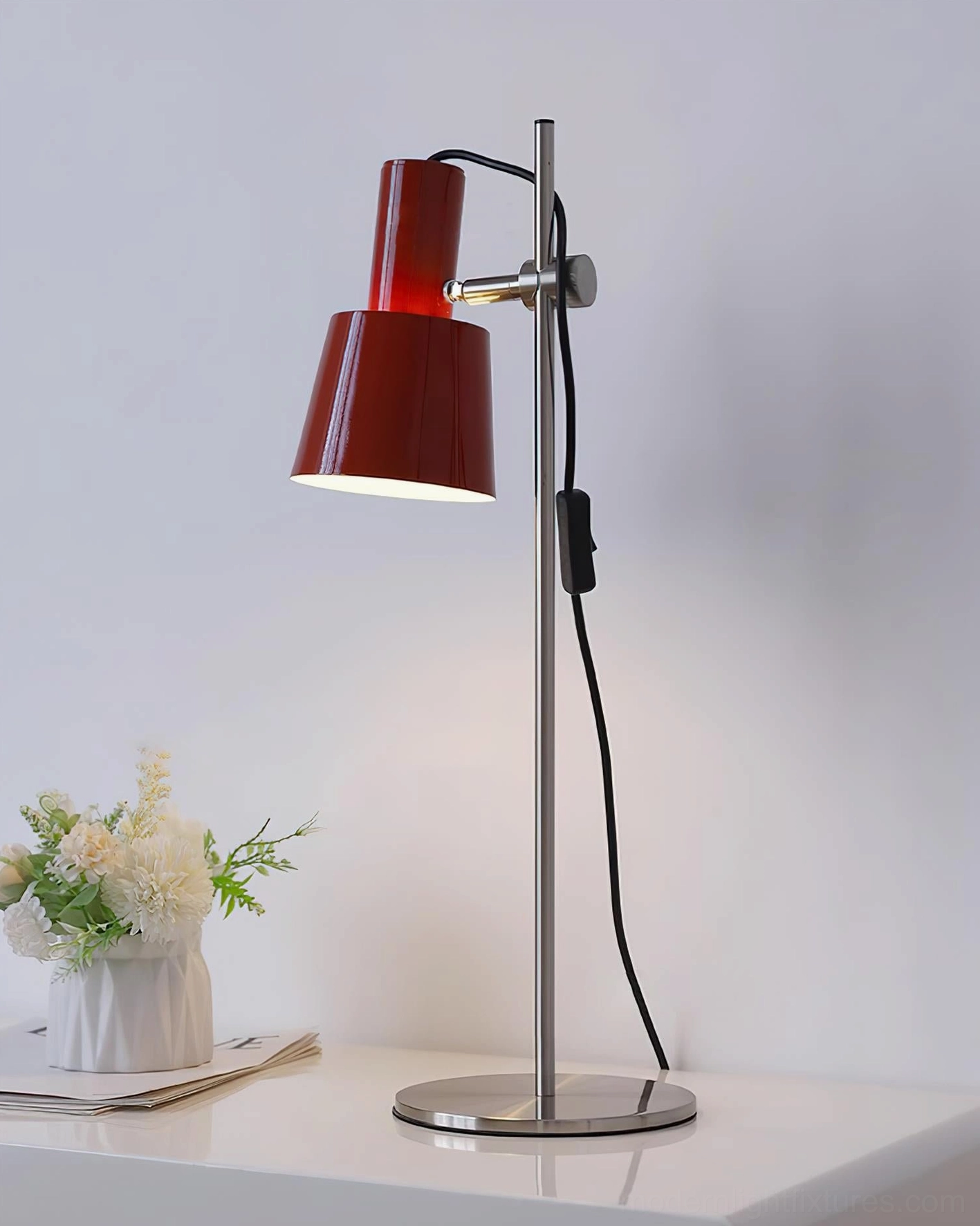 Contemporary metal adjustable table lamp with E26 E27 socket compatibility for LED and incandescent bulbs