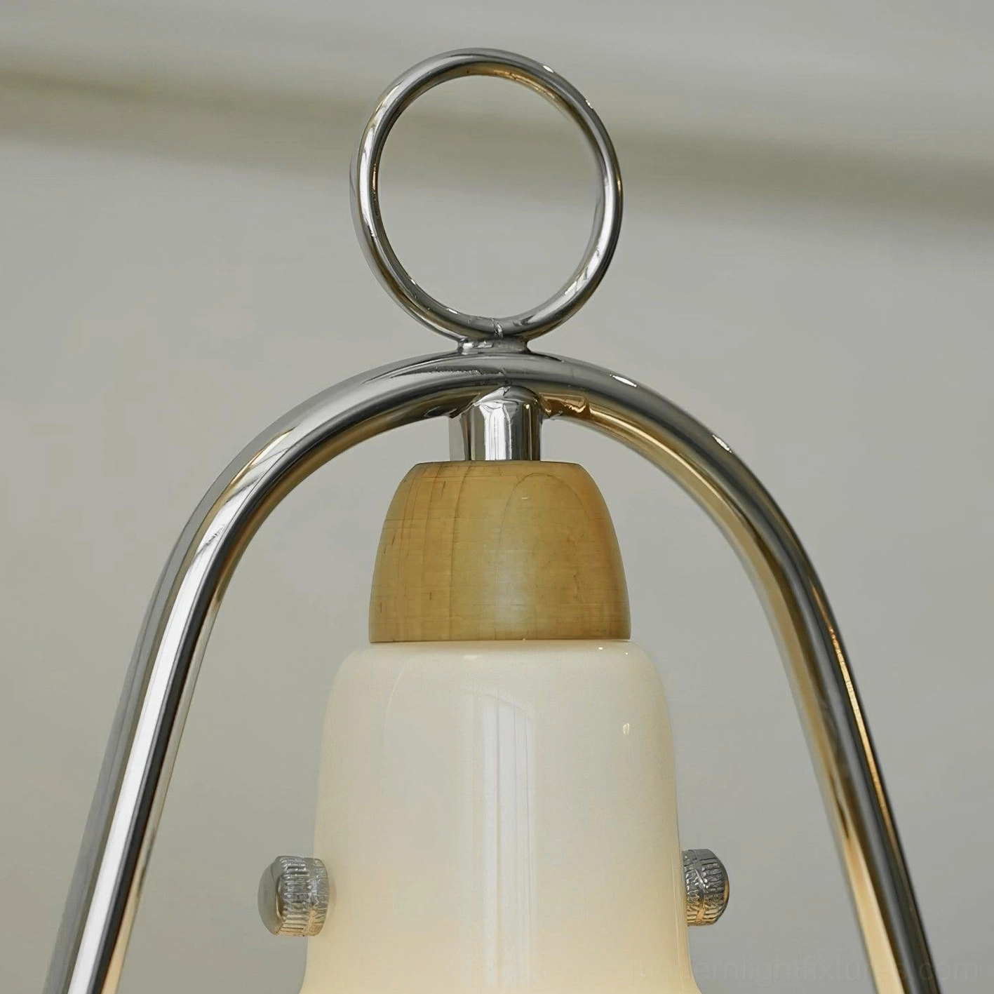 Modern table lamp candle warmer with push-button switch and chrome curved frame design