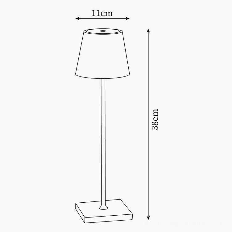Technical design drawing orthographic view modern minimalist table lamp dimensions specifications