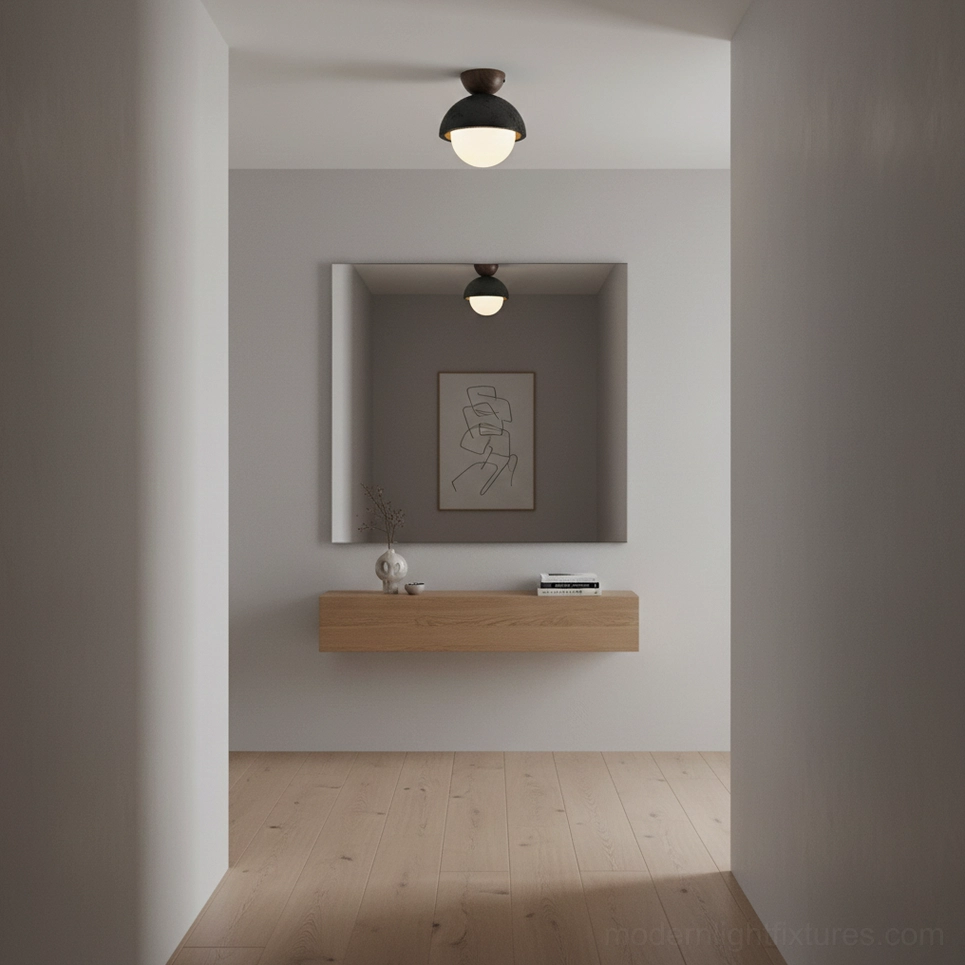 Modern travertine dome ceiling light fixture product detail view