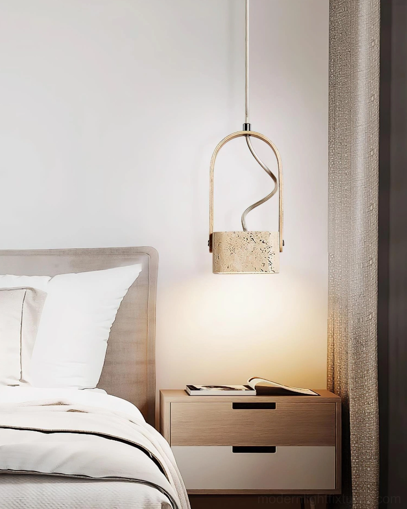 Modern travertine stone pendant light architectural design contemporary minimalist lamp