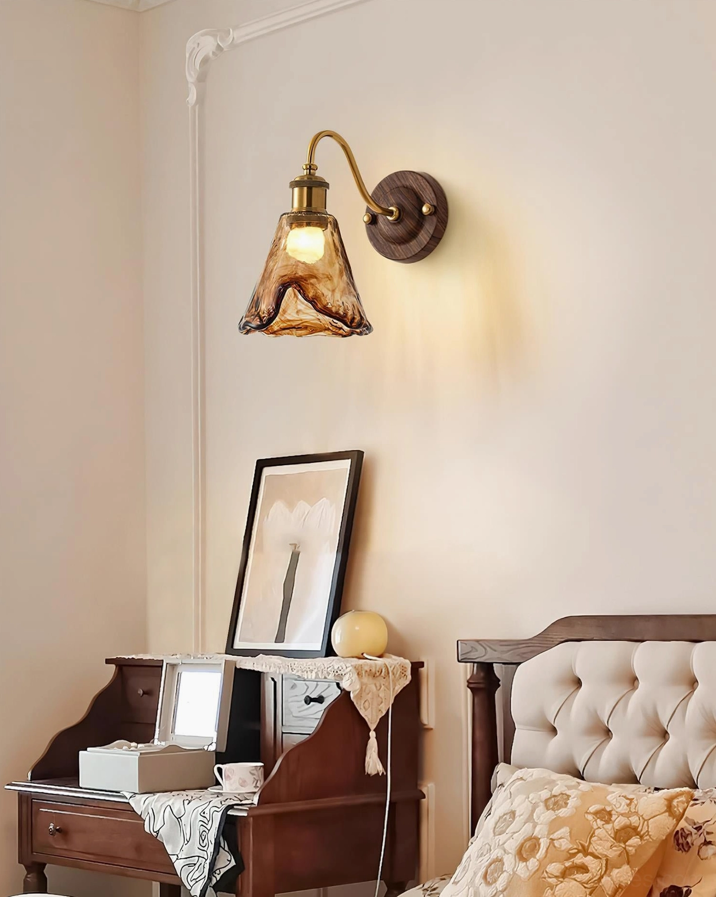 Modern wall sconce full perspective view in contemporary interior setting with minimalist aesthetic