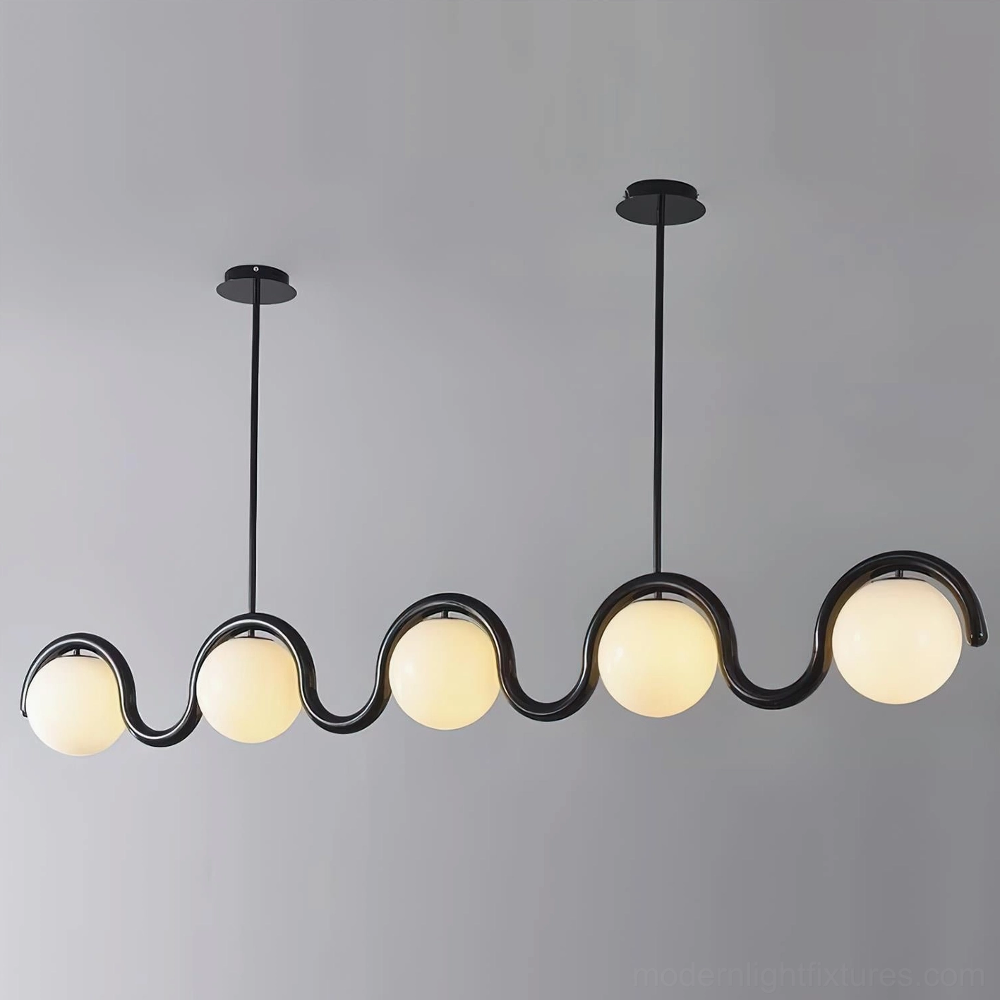 Modern wave pattern chandelier with frosted orbs fluid design contemporary pendant lighting