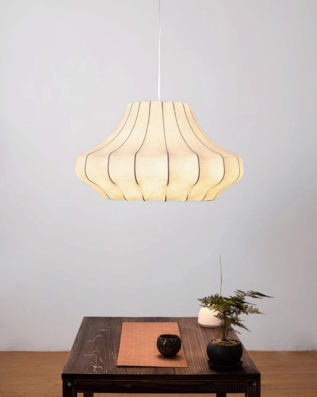 Modern wave pendant lamp - commercial restaurant upscale ambiance lighting