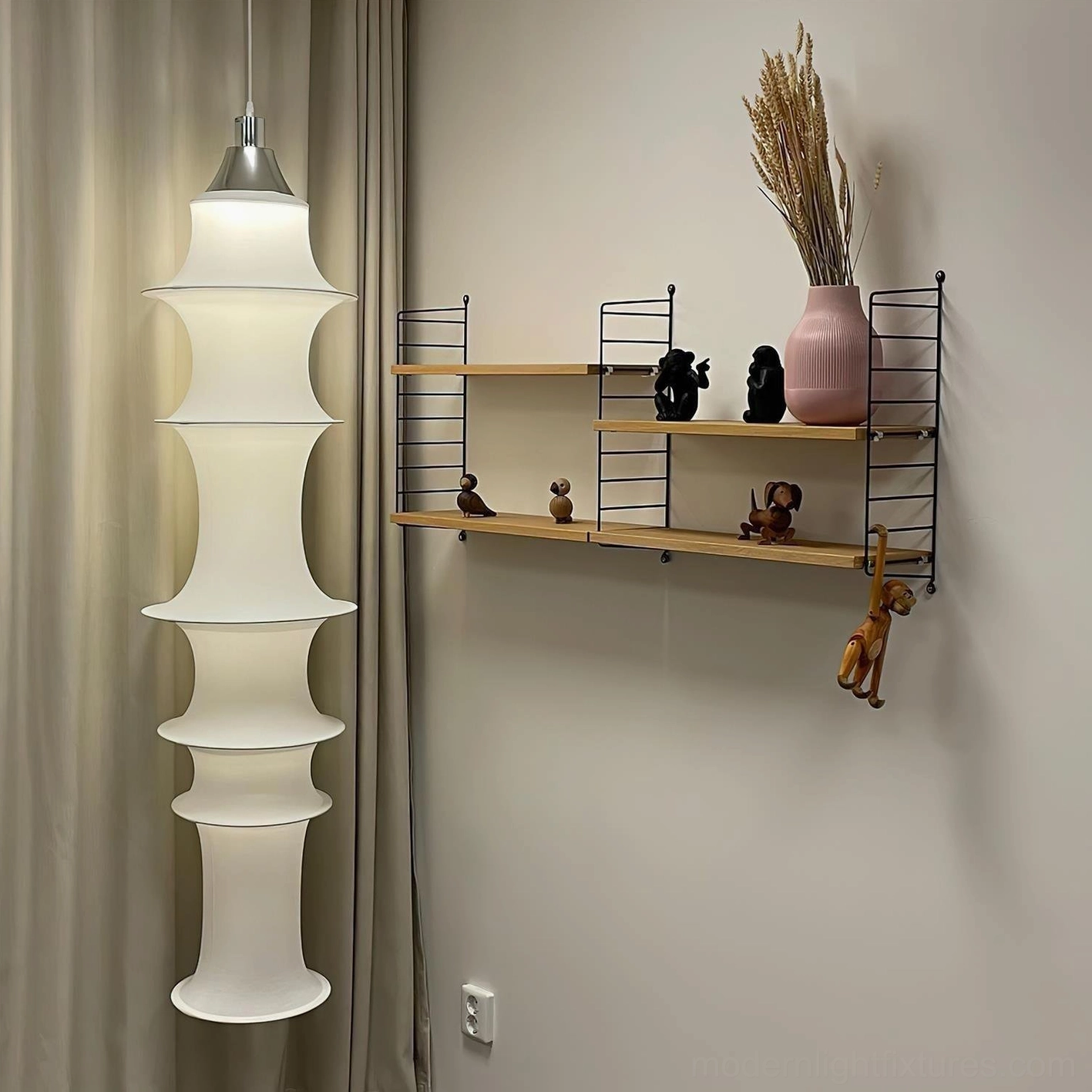 Modern white tiered fabric pendant lamp - architectural minimalist design for contemporary homes