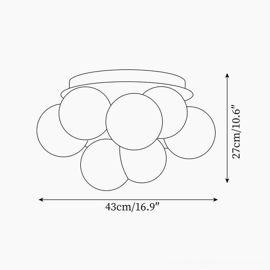 Modo Bubble ceiling light technical dimension schematic 43cm diameter 27cm height
