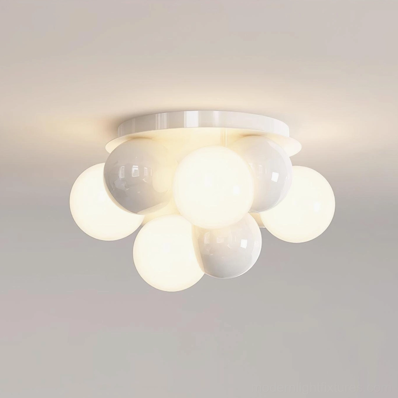 Modo Bubble modern minimalist ceiling light fixture cream white orb design