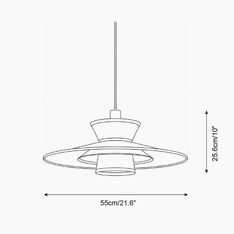 Large 55cm 21.6 inch Modula geometric pendant lamp technical drawing specifications