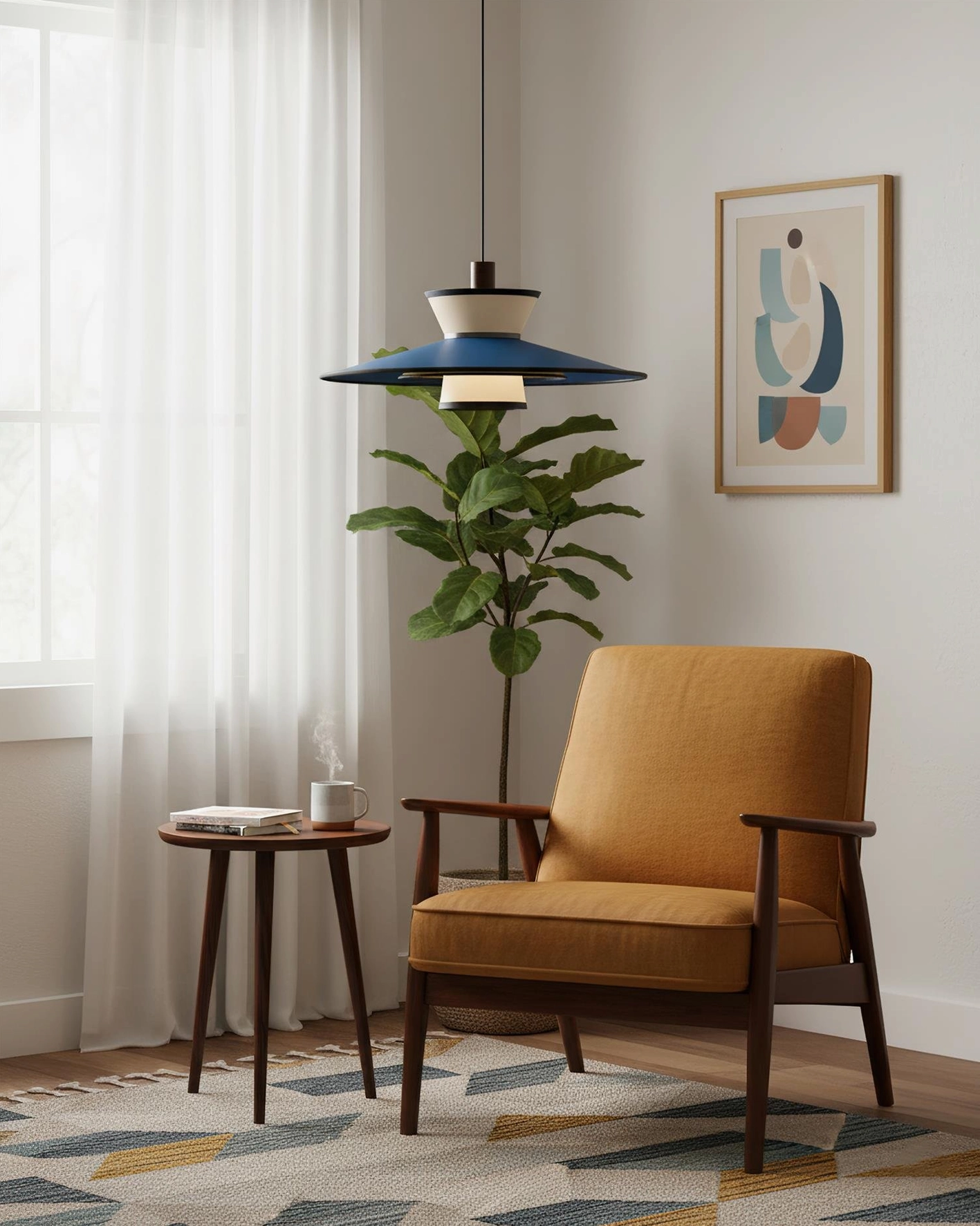 Modern Modula pendant lamp with layered conical shades in contemporary interior setting